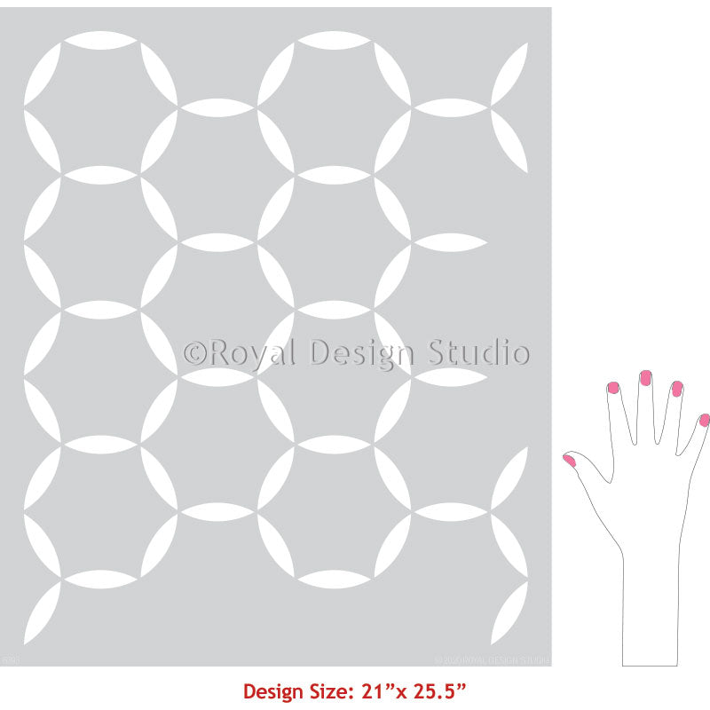 Allover Tile Stencil for DIY Home Decor - Reusable Circle Pattern Stencil for Floor, Wall, and Furniture Painting Projects