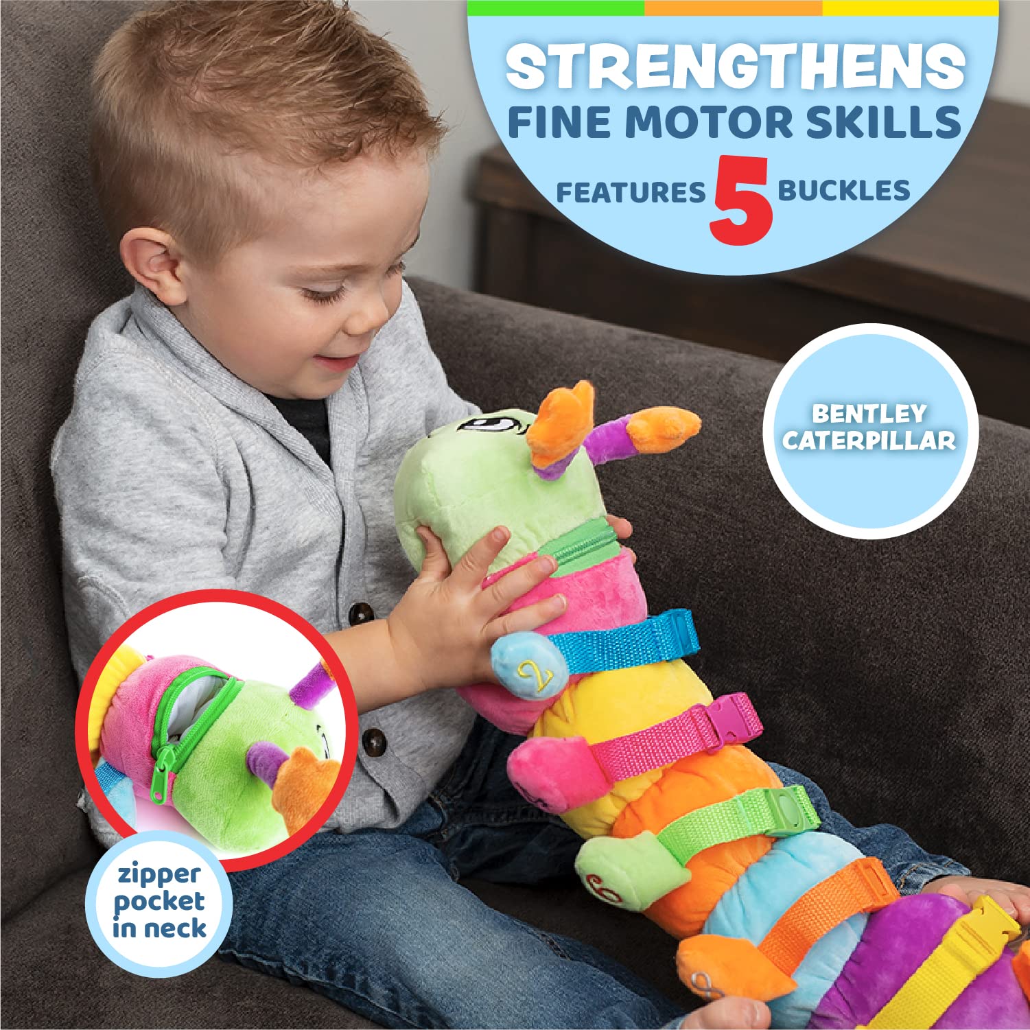 Buckle Toys - Blossom Butterfly & Bentley Caterpillar Bug Buddies Bundle Set | Sensory Learning Toys for Toddlers | Perfect for Travel, Daycare & Autism Therapy
