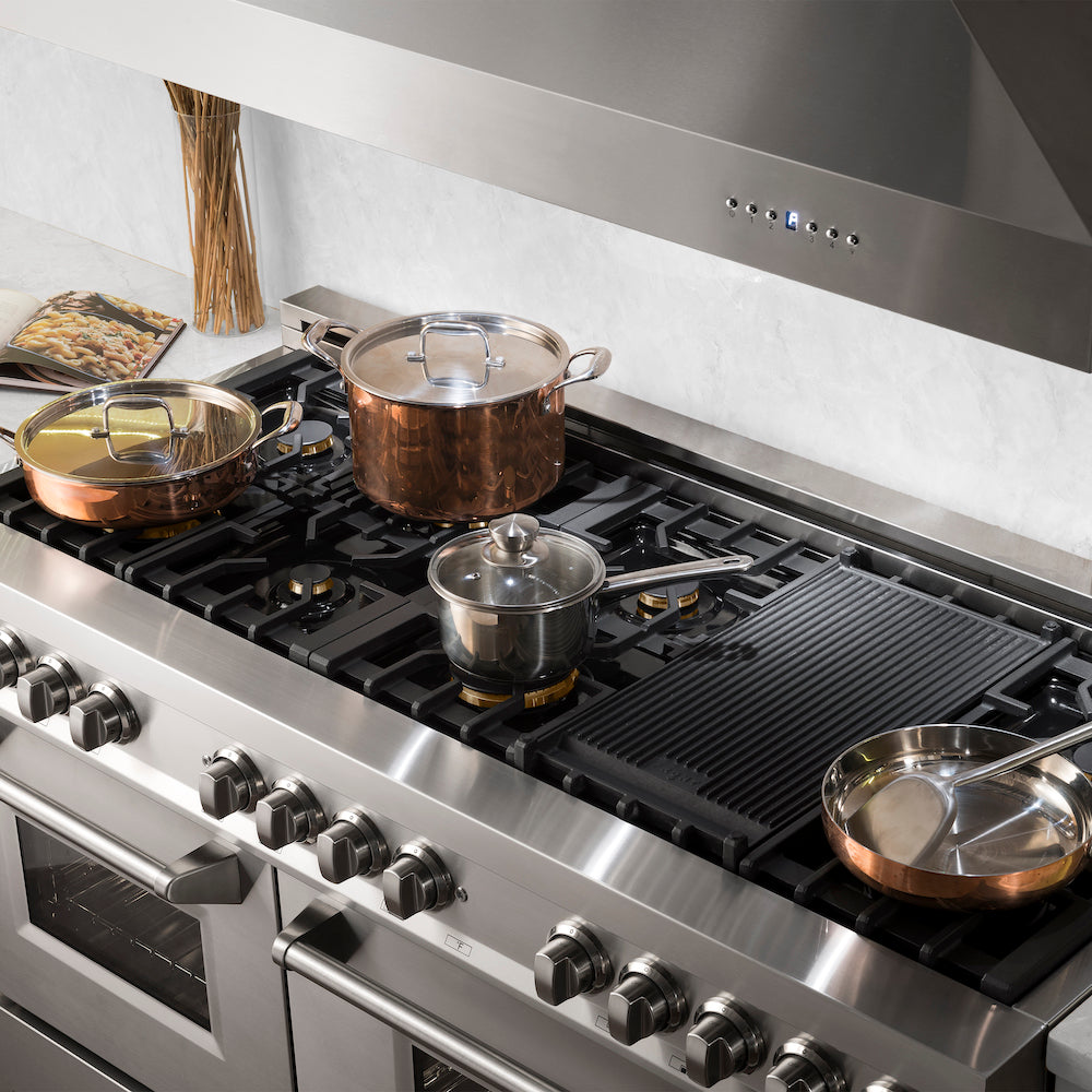 ZLINE 60-Inch 7.4 cu. ft. Stainless Steel Dual Fuel Range with Gas Cooktop & 2 Electric Convection Ovens - 8 Brass Burners (RA BR 60) for Professional Home Kitchen & Gourmet Cooking