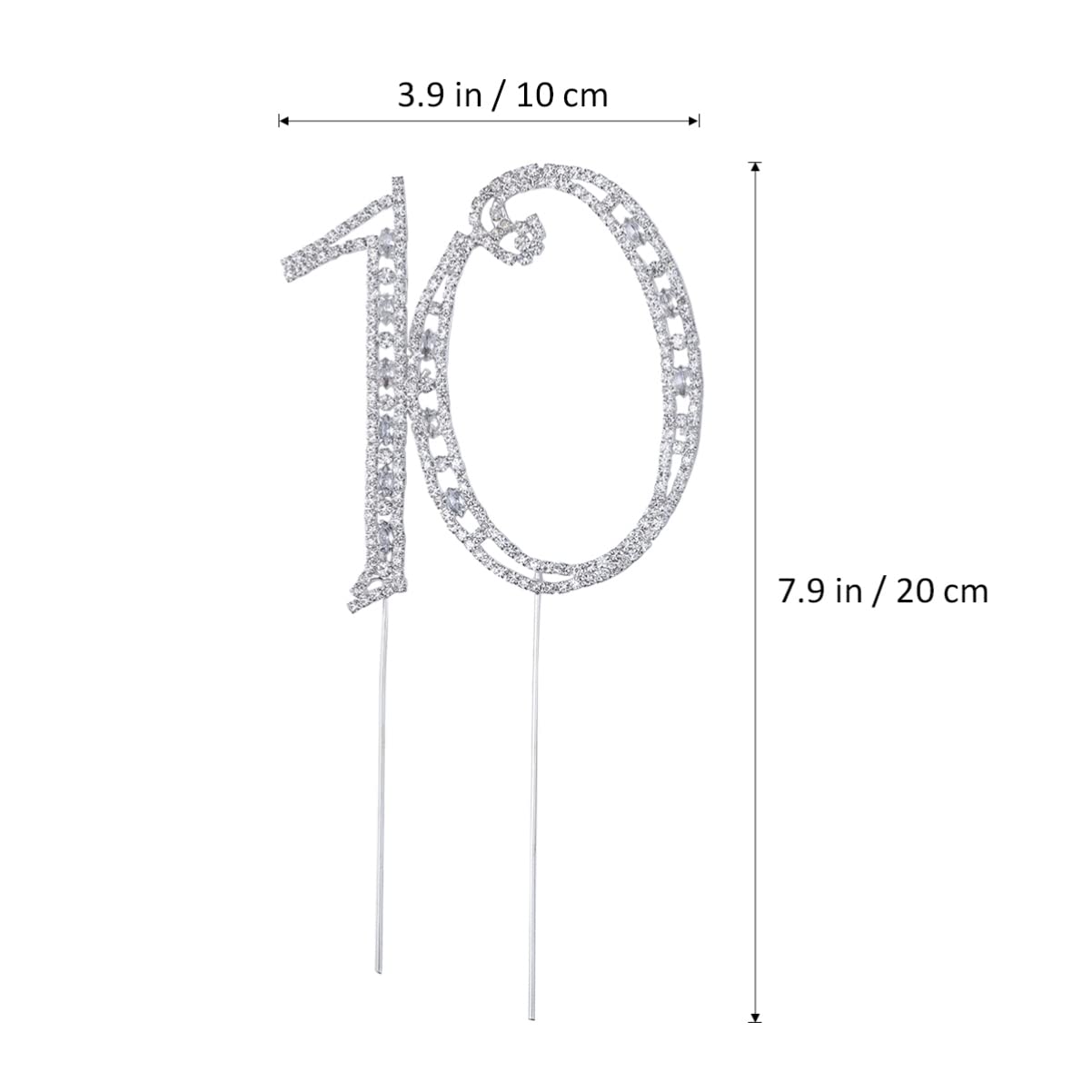 10th Birthday Cake Topper with Rhinestones - Elegant Anniversary Cake Decorations for Women, Girls, Kids - Perfect for Birthday Parties, Weddings, Baby Showers & Special Celebrations