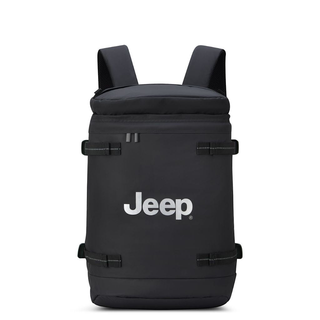 Jeep 17-Inch Laptop Backpack with RFID Protection - Durable Cylindrical Design for Work & Travel (Black) | Perfect for Commuting, Business Trips & College Students