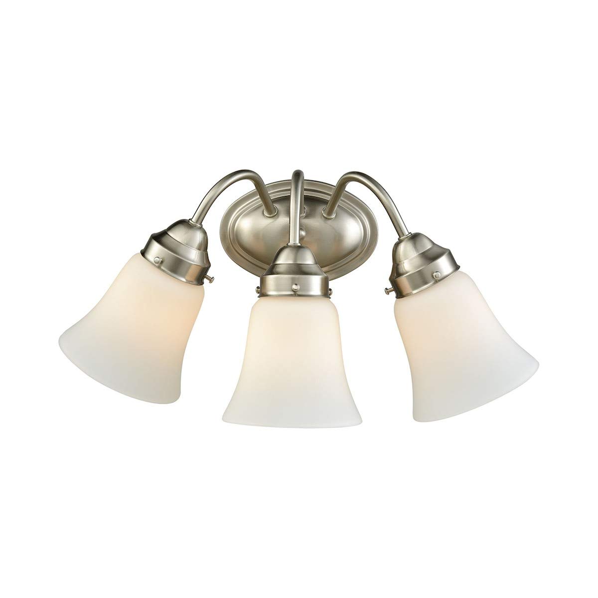 Califon 3-Light Brushed Nickel Bathroom Vanity Light Fixture with White Glass Shades - Perfect for Bathroom, Powder Room & Dressing Area Lighting