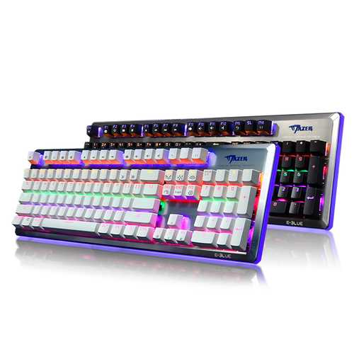 E Blue K727 104-Key NKRO USB Wired Mechanical Gaming Keyboard with Mixed Backlit & Blue Black Switches - Perfect for PC Gaming, Typing & Office Work