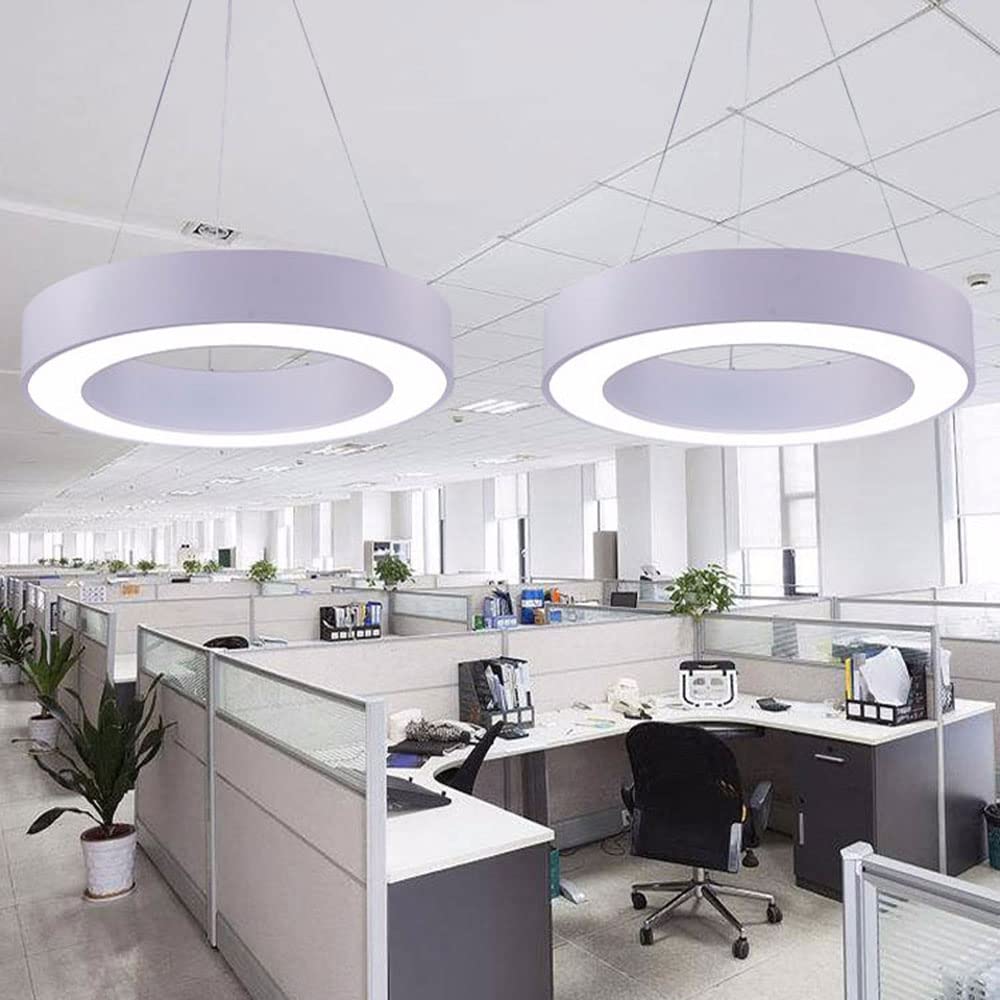 Simple Modern Pendant Lights - Nordic Style LED Chandelier with 3000K Warm Light, 48W Metal Lampshade & Hollow Ring Design for Kitchen Island, Dining Room, Bedroom, Hallway - Perfect for Cozy Dining Spaces & Contemporary Home Decor