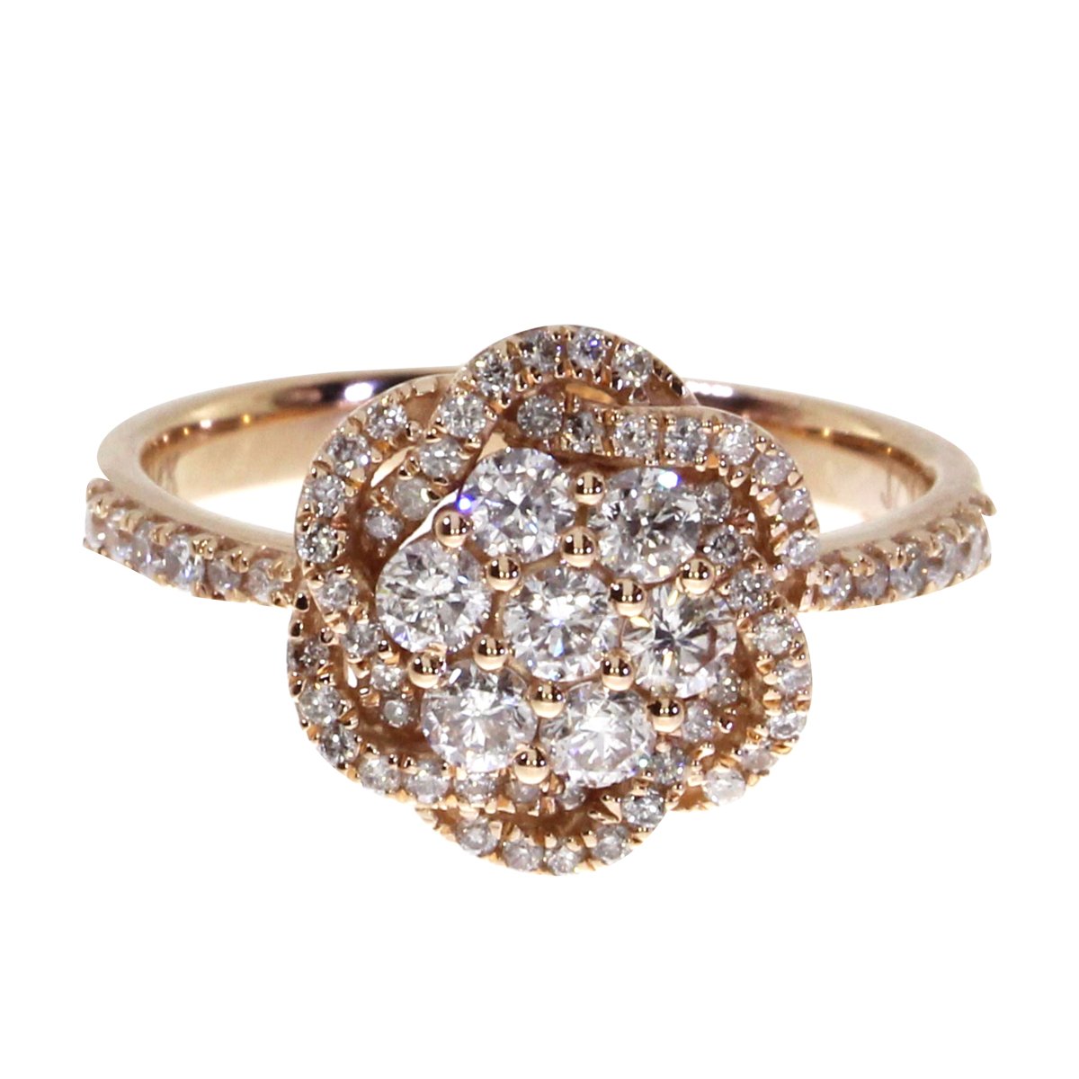14K Rose Gold Diamond Flower Cluster Ring for Women - Elegant Floral Engagement, Wedding, Anniversary Jewelry Gift