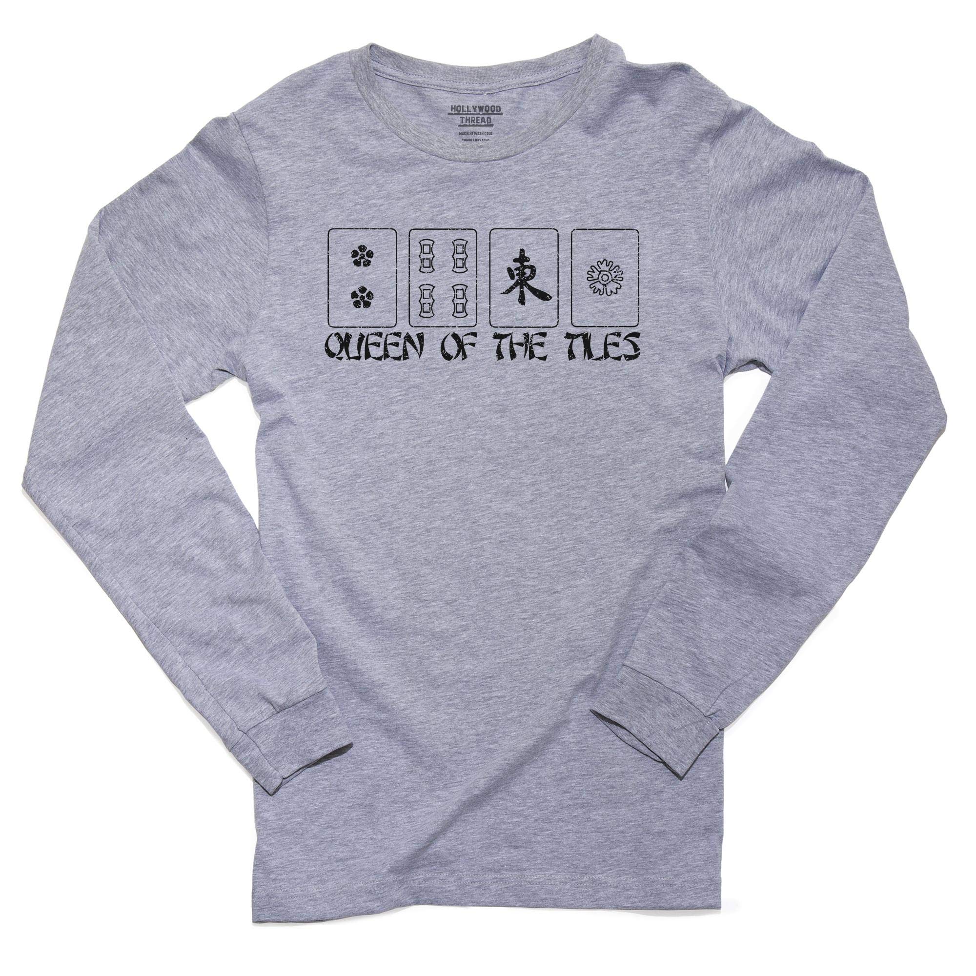 Mahjong Queen Chinese Game Men's Long Sleeve T-Shirt - Vintage Asian Inspired Graphic Tee - Perfect for Casual Wear, Gaming Enthusiasts & Cultural Events