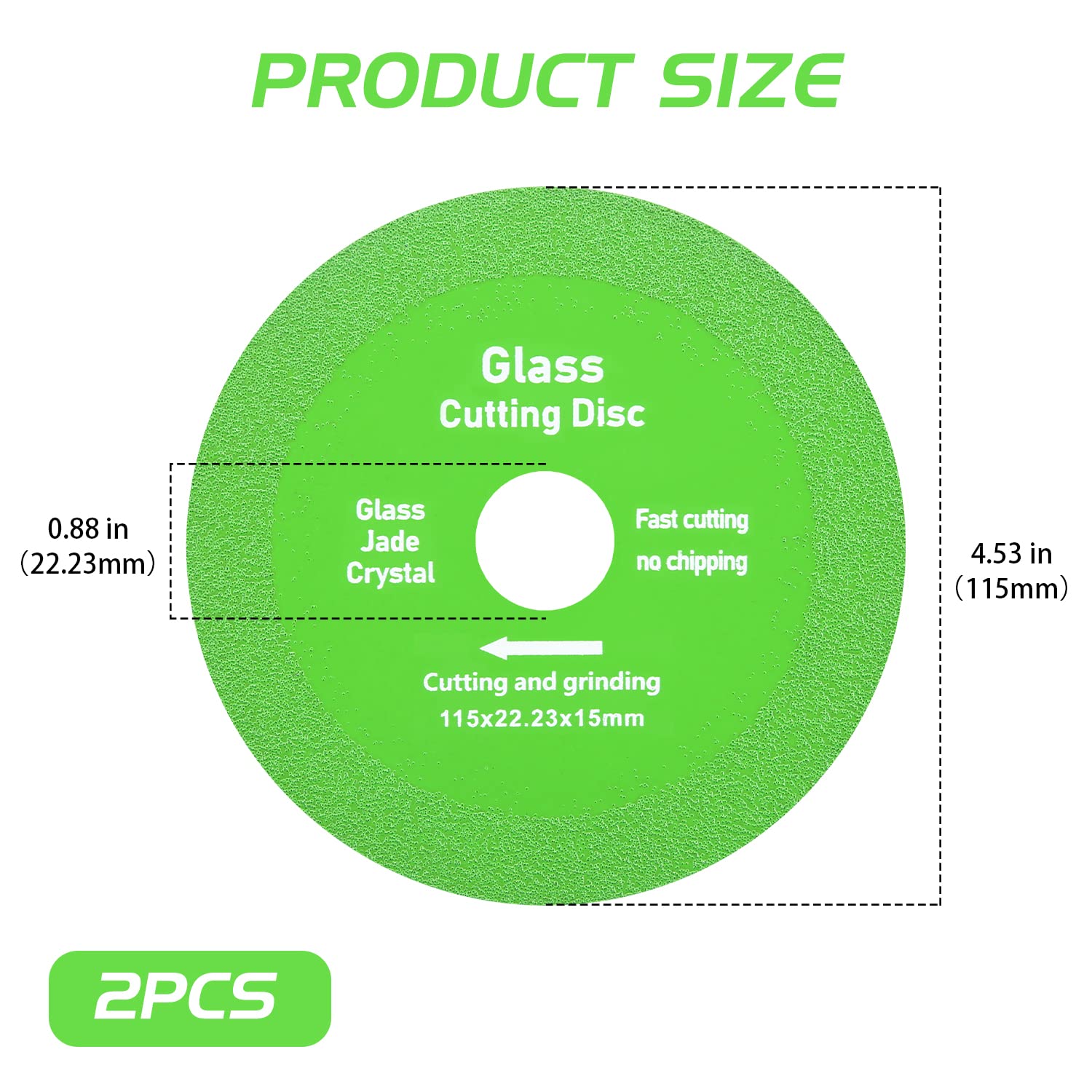 2PCS Diamond Glass Cutting Disc for Angle Grinder - 4.5inch/115mm Ultra Thin 1mm Saw Blade Wheel for Ceramic, Jade, Crystal & Bottle Cutting - Perfect for DIY Projects, Home Renovation & Craft Work