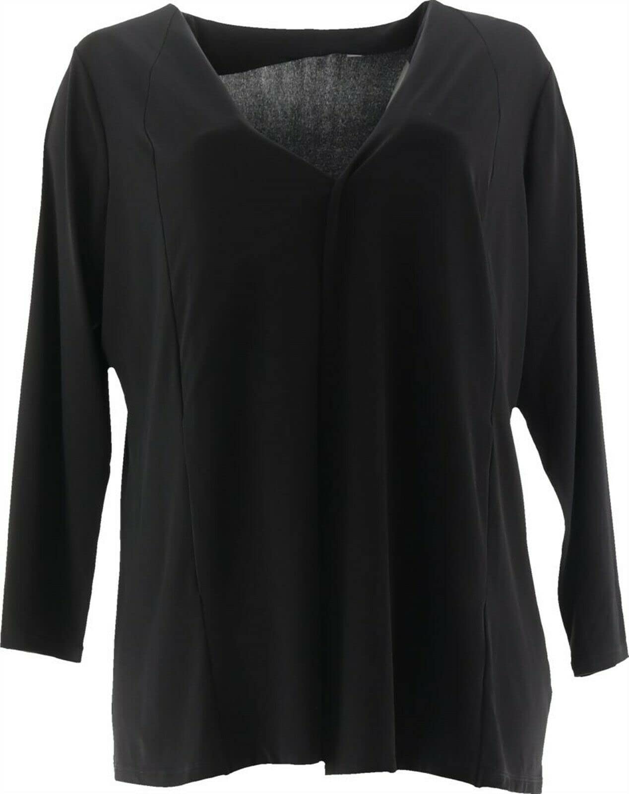 Susan Graver Liquid Knit Open Front Cardigan for Women - Soft Stretch Lightweight Long Sleeve Wrap Sweater (A378587) | Perfect for Work, Travel & Casual Outfits