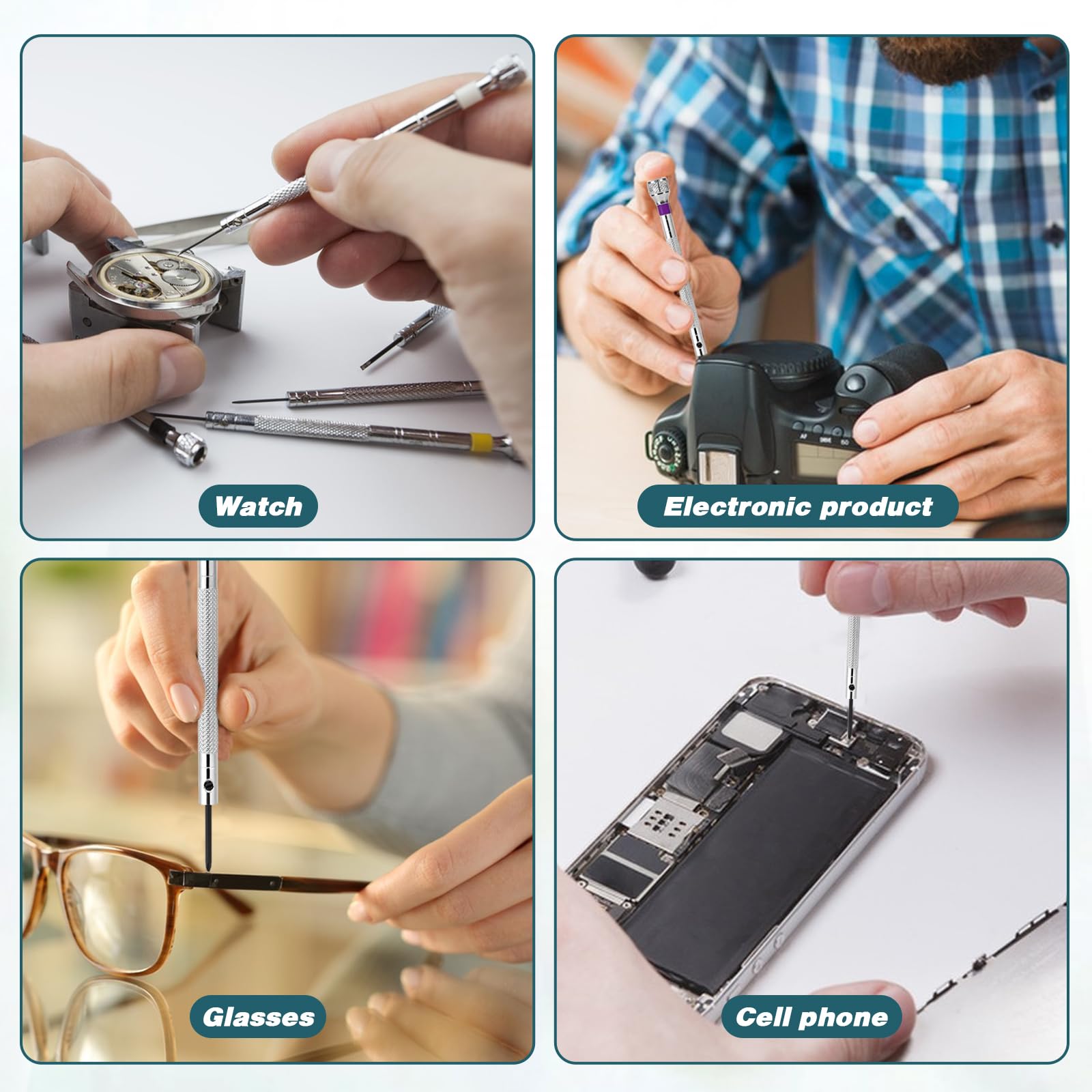 8-Piece Professional Watch Screwdriver Set - Micro Precision 0.6-1.6mm Repair Kit with 2 Tweezers for Watch, Eyeglasses, Jewelry & Electronics - Perfect for Watchmakers, Jewelers & DIY Enthusiasts