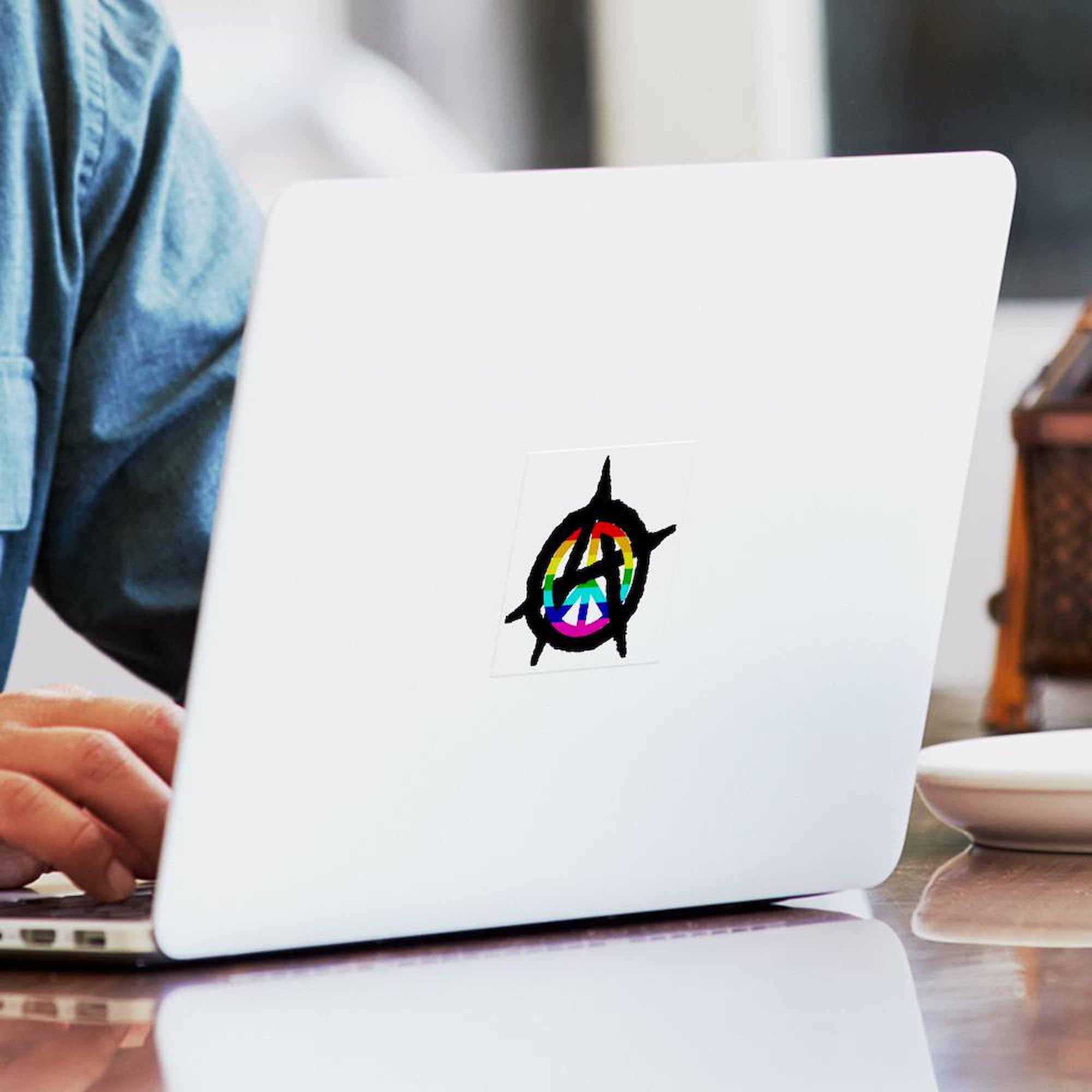 Benevolent Anarchist Hat Square Sticker - 3x3 Inch Bumper Sticker & Car Decal - Waterproof Vinyl for Laptops, Cars, Windows | Political Statement & Unique Gift Idea