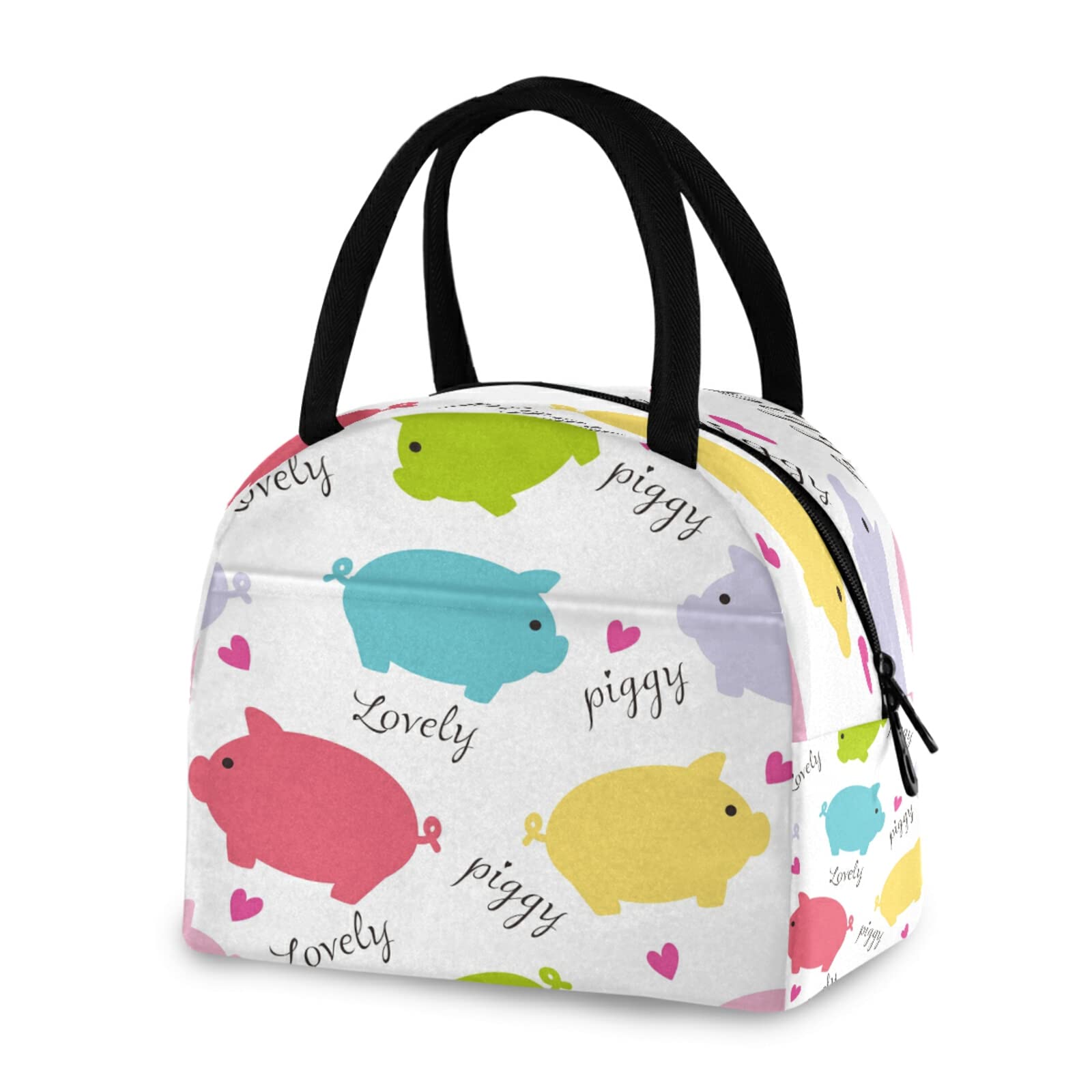 AUUXVA Insulated Lunch Bag for Kids - 15 Can Capacity, Cute Pig Design, Oxford Cloth Material, Zipper Closure | Perfect for School, Picnics & Outdoor Activities (Ages 3+)