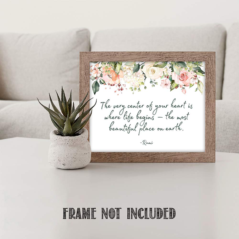 TJ Originals Motivational Wall Art - 11x14 Unframed Rumi Quotes Print for Home & Office Decor