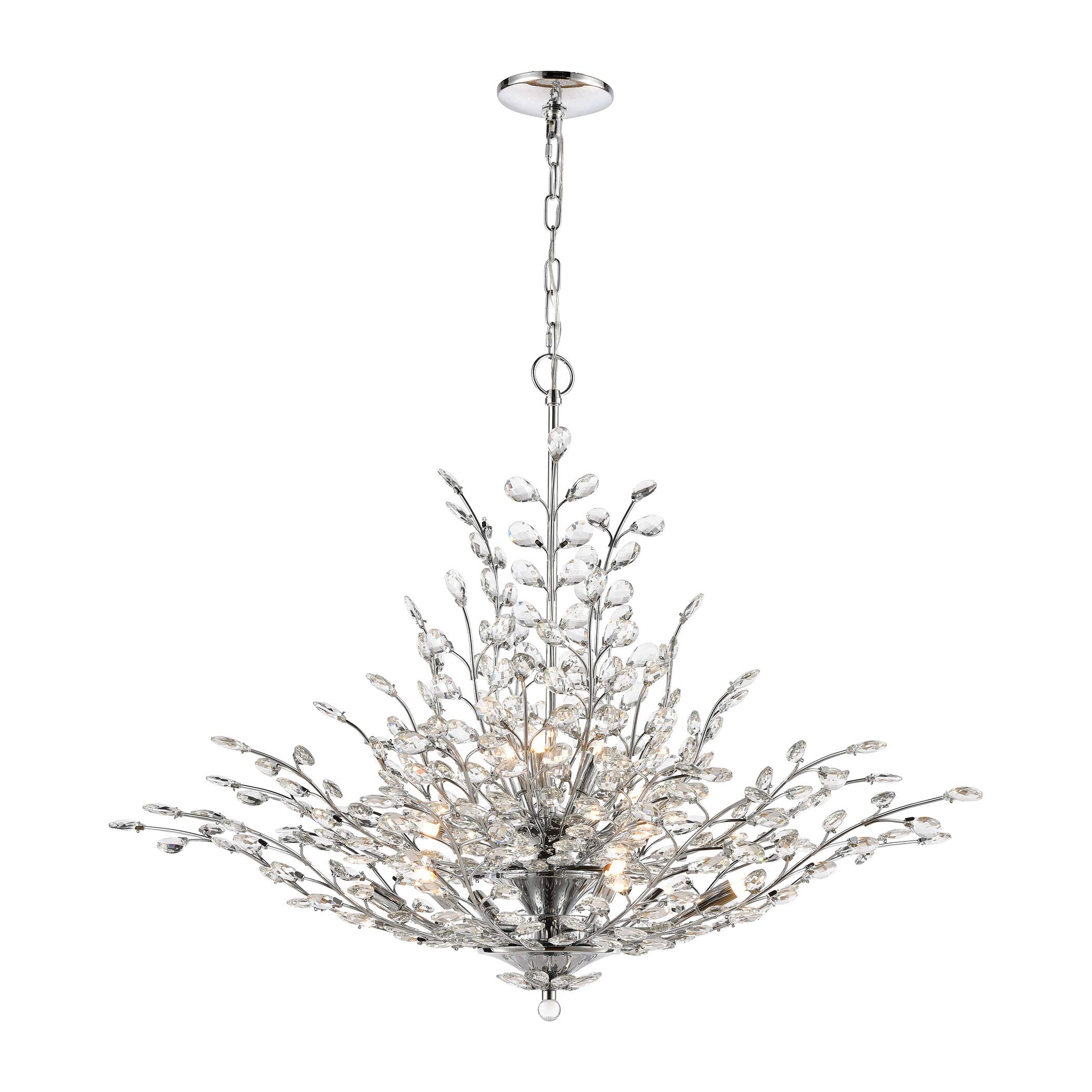 Crystique 12-Light Chandelier in Polished Chrome with Clear Crystal - Modern Crystal Ceiling Light Fixture for Dining Room, Living Room, Bedroom & Entryway
