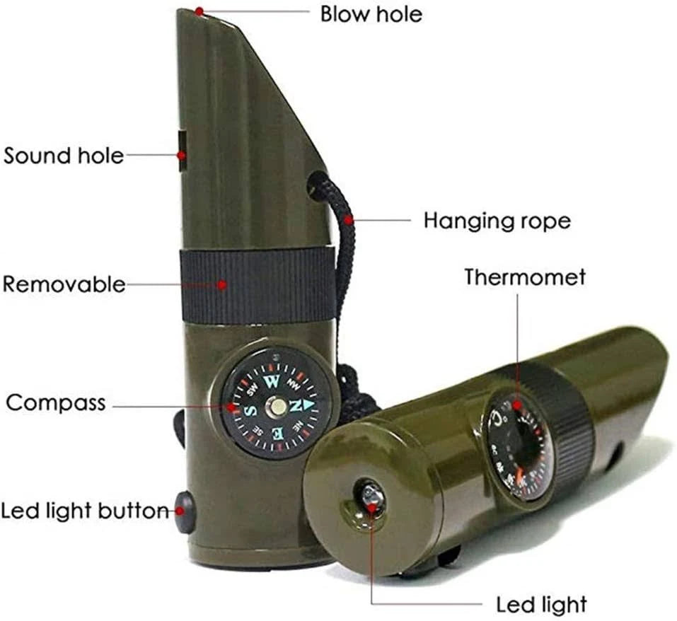 Best Survival Whistle with Compass - Emergency Outdoor Gear for Hiking, Camping & Adventure - Loud Safety Signal & Navigation Tool