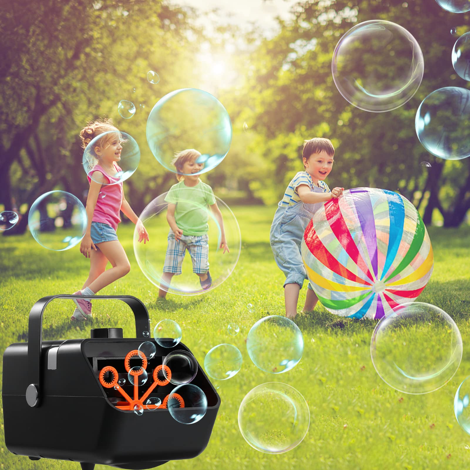 Automatic Bubble Blower Machine - 2 Speed Portable Bubble Maker for Kids Parties, Weddings, Birthdays, Outdoor & Indoor Events (Black) | Perfect for Backyard Fun, Park Playdates, and Festive Celebrations