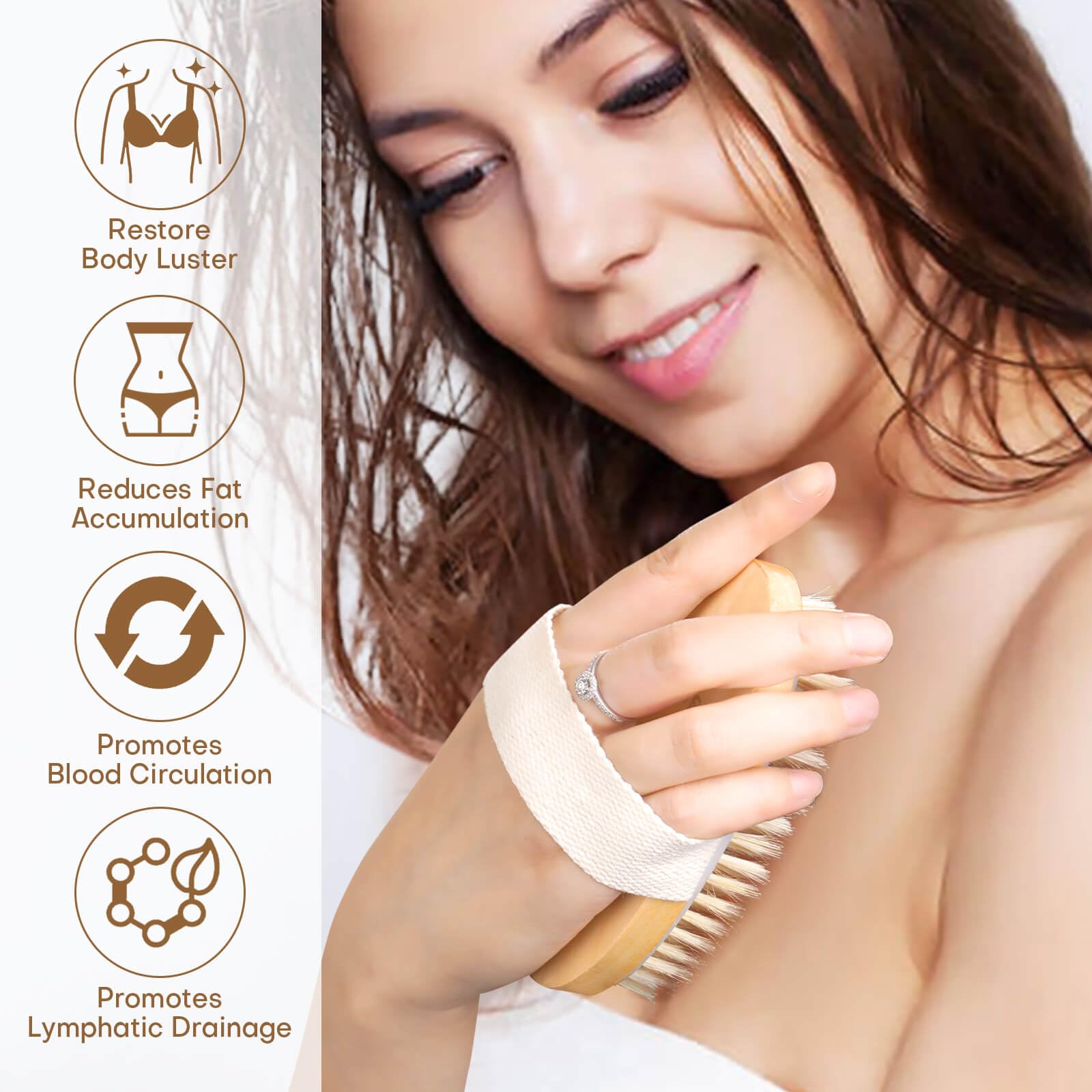 2 Pack Dry Body Brush for Lymphatic Drainage & Cellulite - Exfoliating Skin Care for Healthy Glow at Home Spa