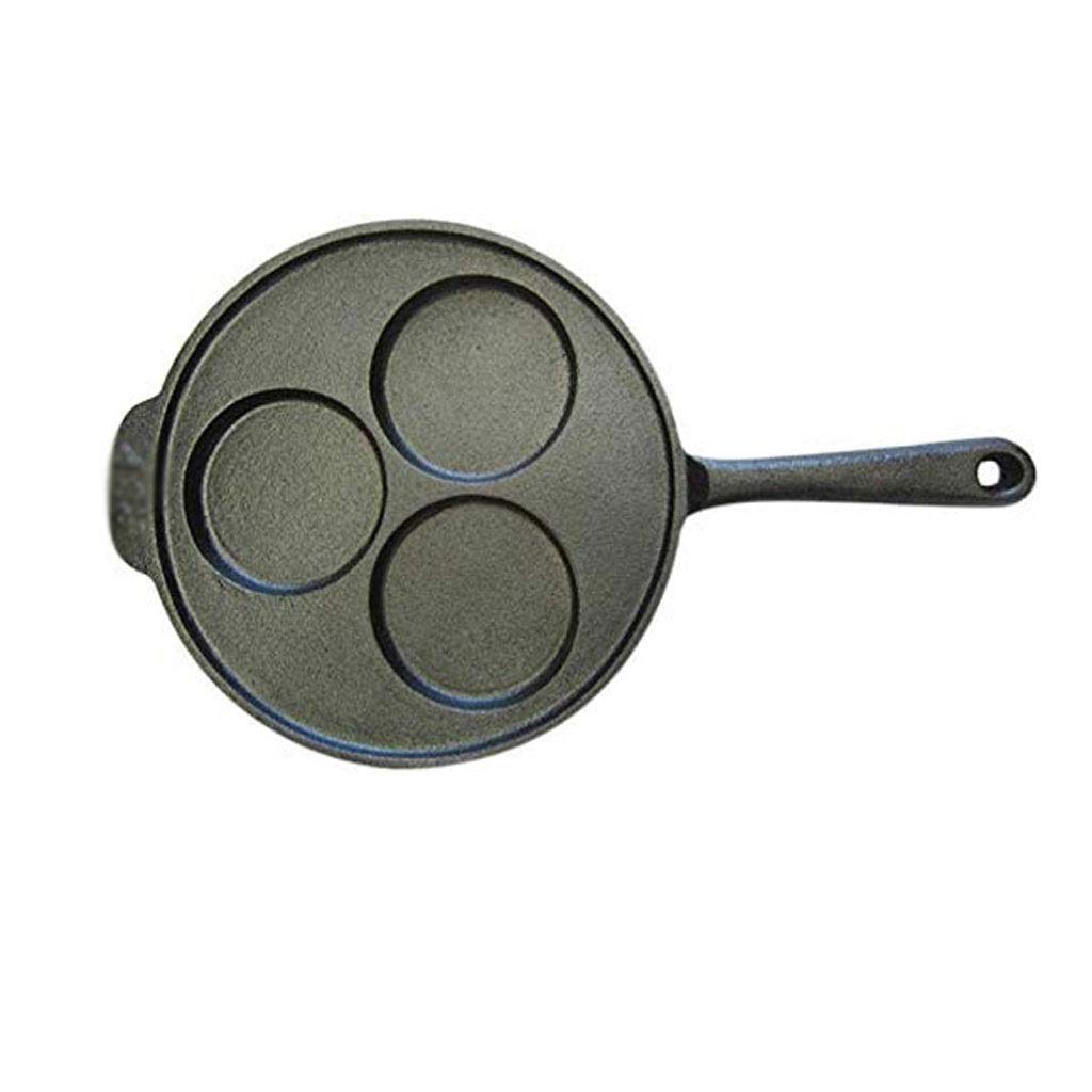 Non-Stick Frying Pan Set of 3 with Round Holes - Black Coated Cookware for Home Kitchen, Perfect for Breakfast Cooking, Pancakes, Eggs & Bacon