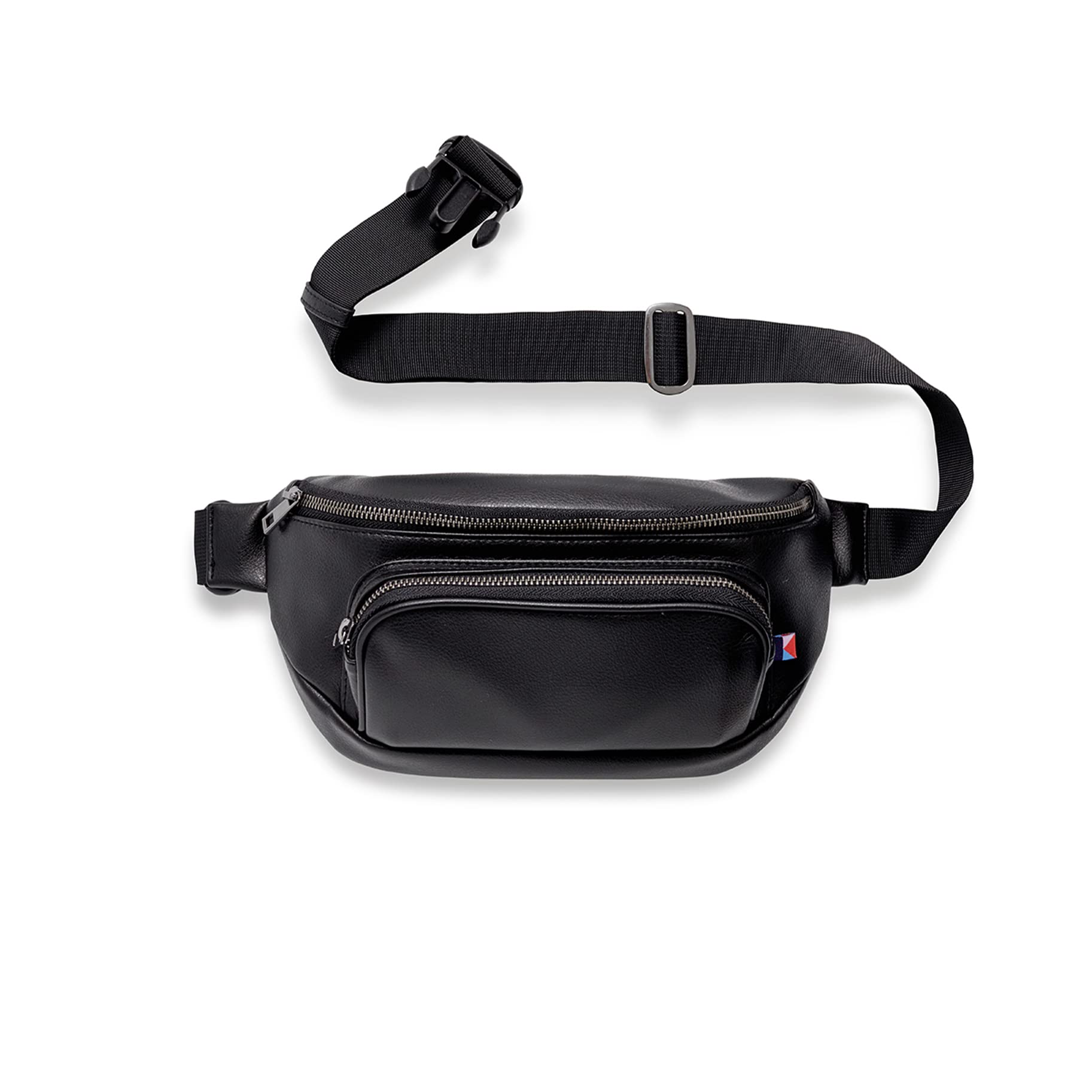 Kibou Vegan Premium Leather Fanny Pack Diaper Bag with Detachable Changing Pad & Wipes Storage - Adjustable Waist Belt, Crossbody Bag for Moms - Perfect for Travel, Shopping & Baby Care (Black, One Size)