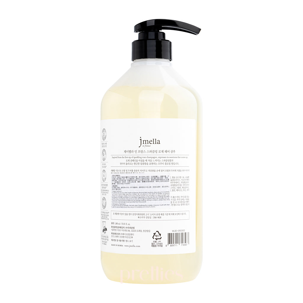 jmella Luxurious Fragrance Hair Shampoo - Sparkling Rose Scent 1000ml | Hydrating & Volumizing for All Hair Types | Perfect for Daily Use & Special Occasions