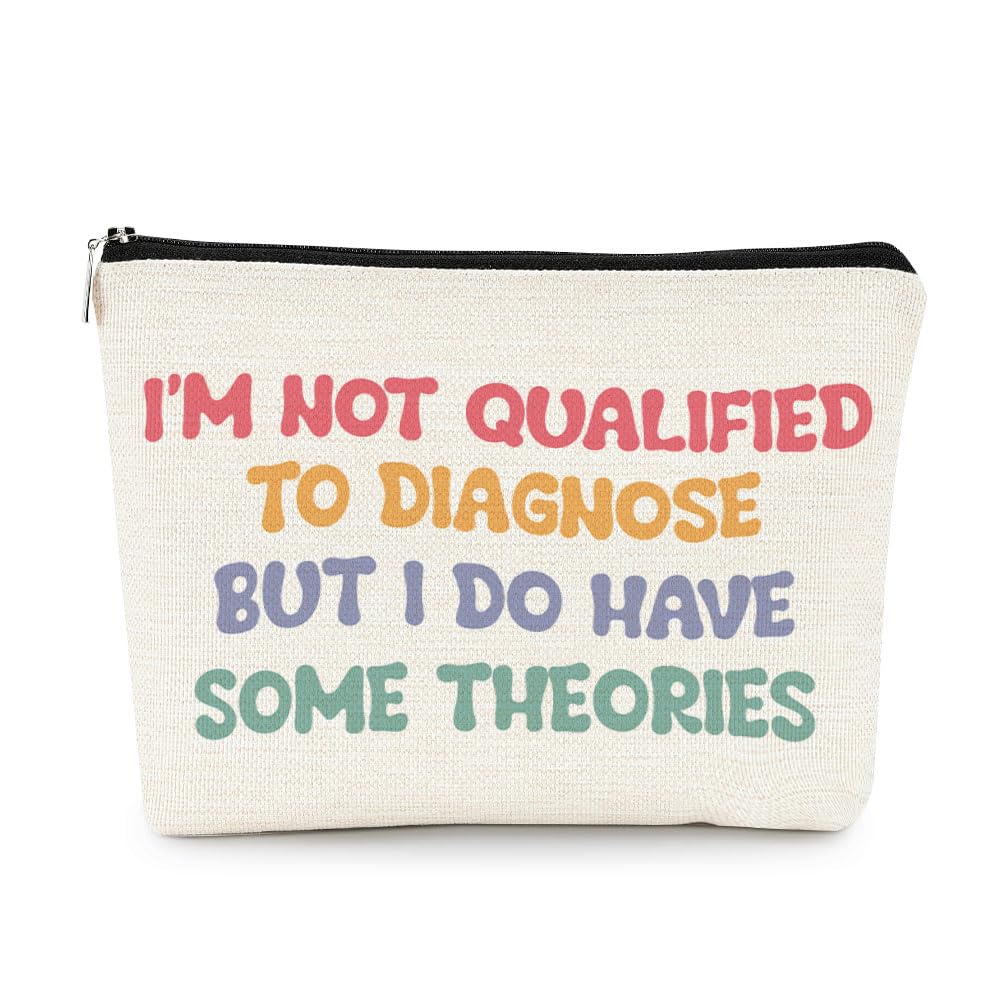 Funny Nurse Gift Makeup Bag - Small Cosmetic & Toiletry Pouch for Women with 'I'm Not Qualified to Diagnose' Quote - Perfect Birthday Gift for Nurses, Friends & Coworkers - Great for Travel, Work & Medical School Essentials