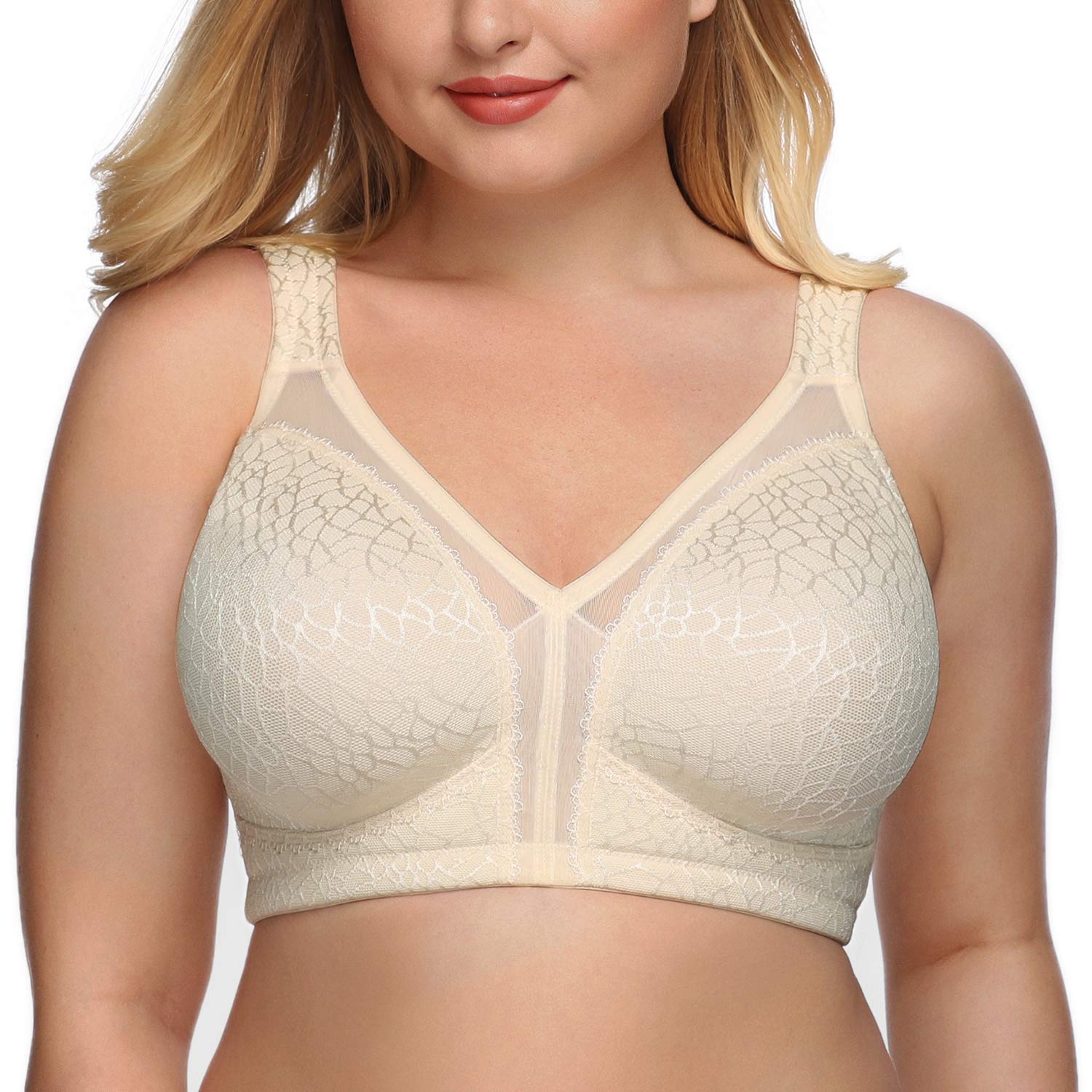 DotVol Women's Full Figure Minimizer Bras - Comfortable Wirefree Non-Padded Plus Size Bra for Large Busts | Perfect for Everyday Wear, Work & Active Lifestyles