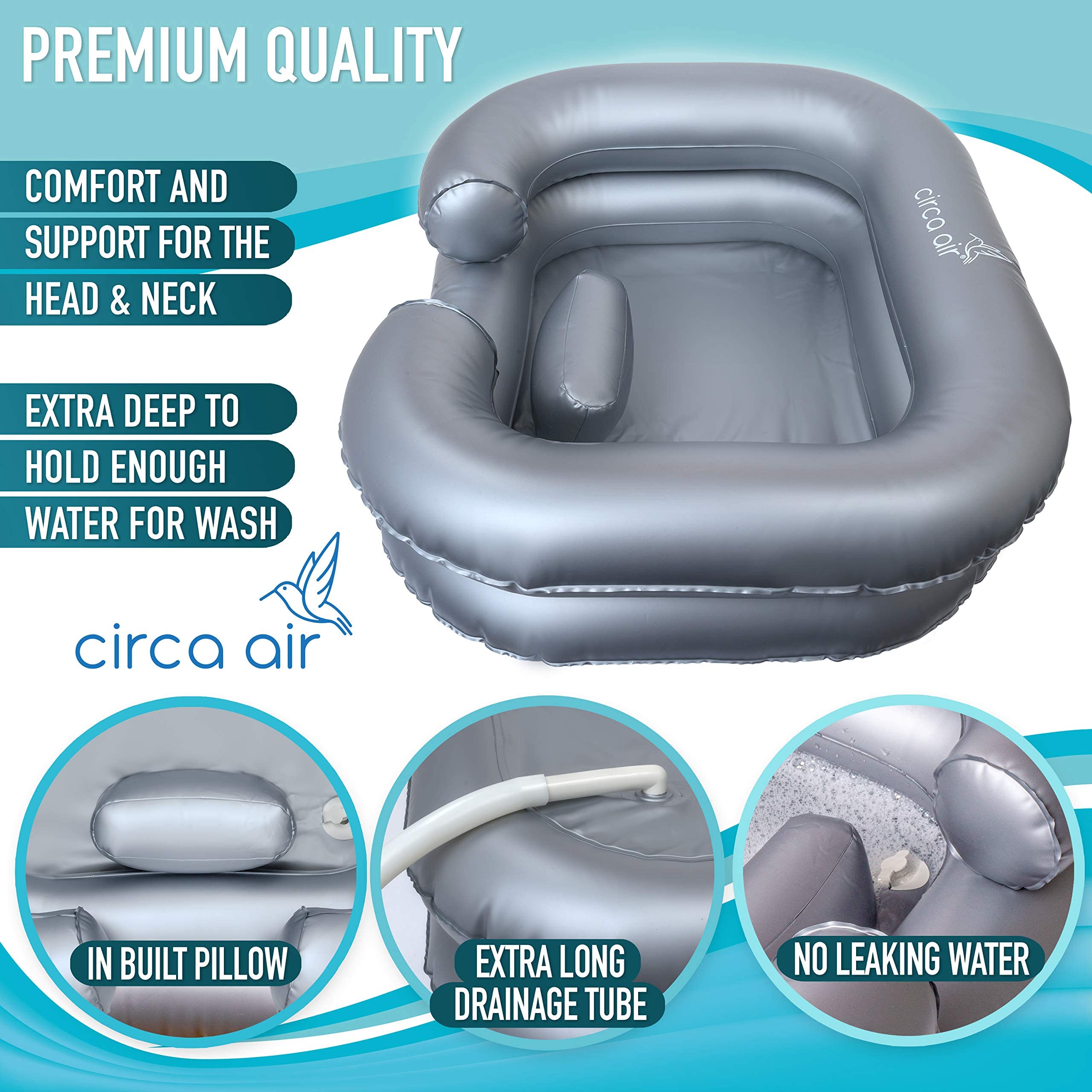 **Inflatable Hair Washing Basin & Portable Shampoo Bowl - Bedside Shower Bag for Easy Hair Washing in Bed | Ideal for Bedridden, Elderly & Post-Surgery Care | Lightweight & Travel-Friendly for Home, Hospital & Nursing Use**