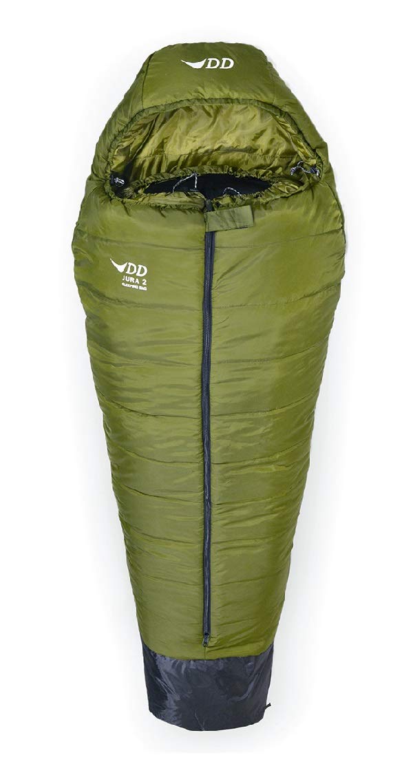 DD Hammocks - Jura 2 Sleeping Bag Olive Green: Lightweight 23°F Rated Warm Portable Sleeping Bag with Waterproof Footbox for Hammock, Tent & Backpacking Camping | Perfect for Cold Weather Adventures & Outdoor Survival Gear