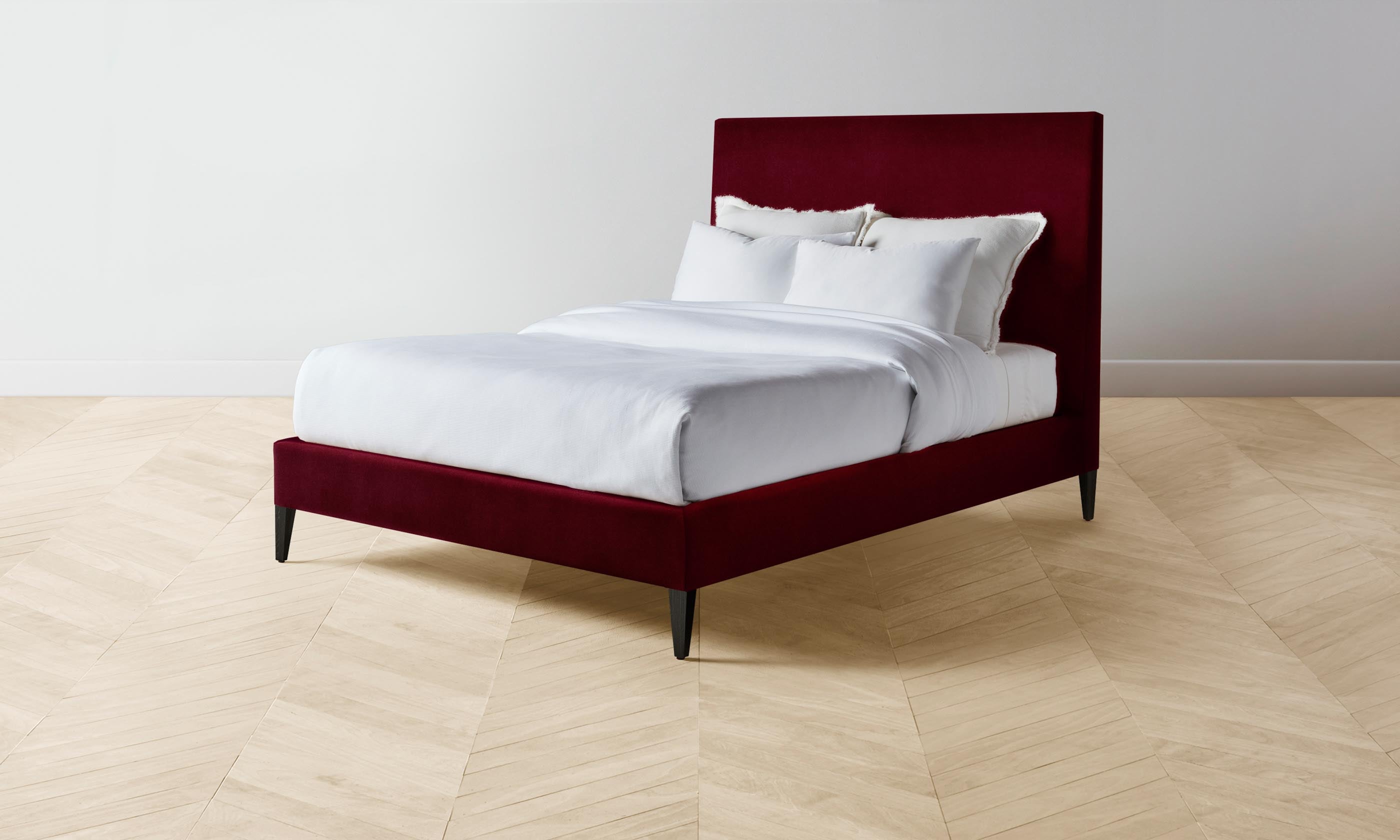Luxury Mohair Crimson Essex Bed - Elegant & Comfortable Queen/King Size Bed Frame for Modern Bedroom Decor | Perfect for Master Bedrooms, Guest Rooms & Stylish Home Interiors