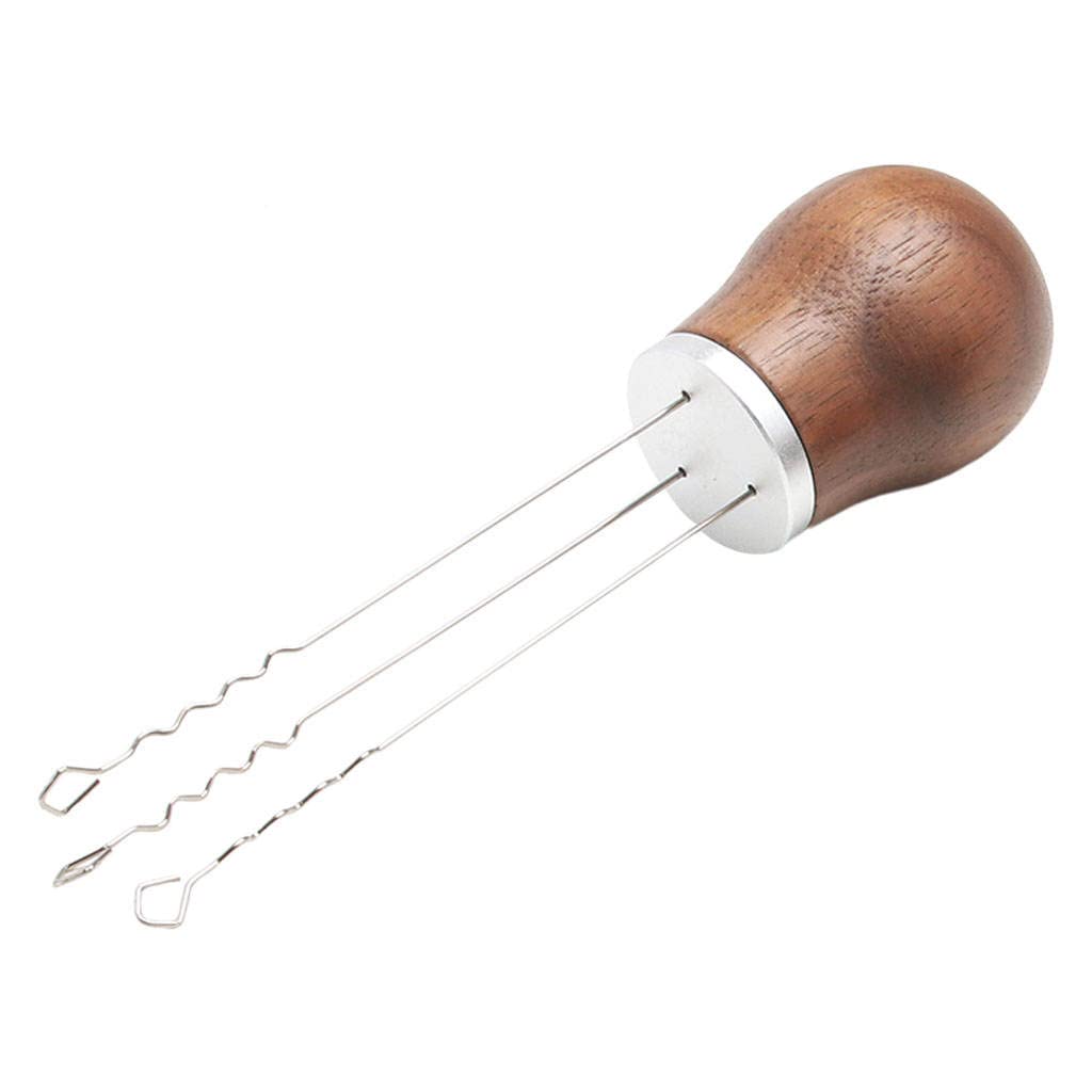 Fenteer Stainless Steel Espresso Coffee Tamper with Walnut Wood Handle - Professional Coffee Distributor, Powder Dispensing Whisk & Stirrer Tool for Baristas & Home Brewing - Perfect for Espresso Machines & French Press
