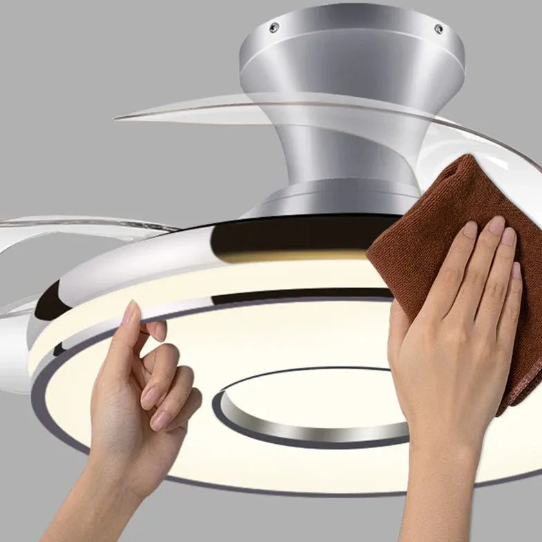 Modern Transparent Ceiling Fan with LED Light - Energy Efficient Quiet Bladeless Design for Bedroom, Living Room & Office
