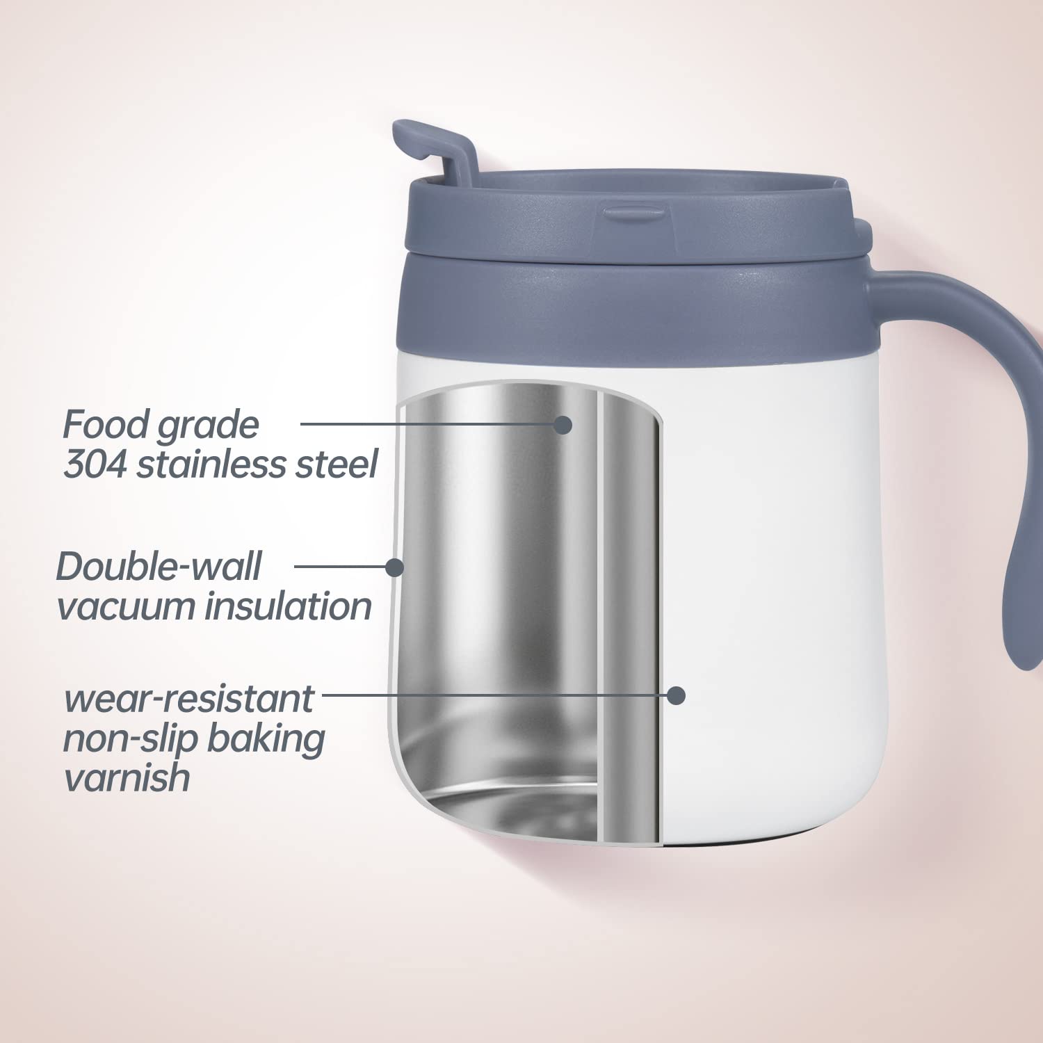 **Insulated Travel Tea & Coffee Mug with Handle and Lid - Perfect Gift for Grandma, Women, Birthday, Christmas & Mother's Day - Ideal for Home, Office & Travel**