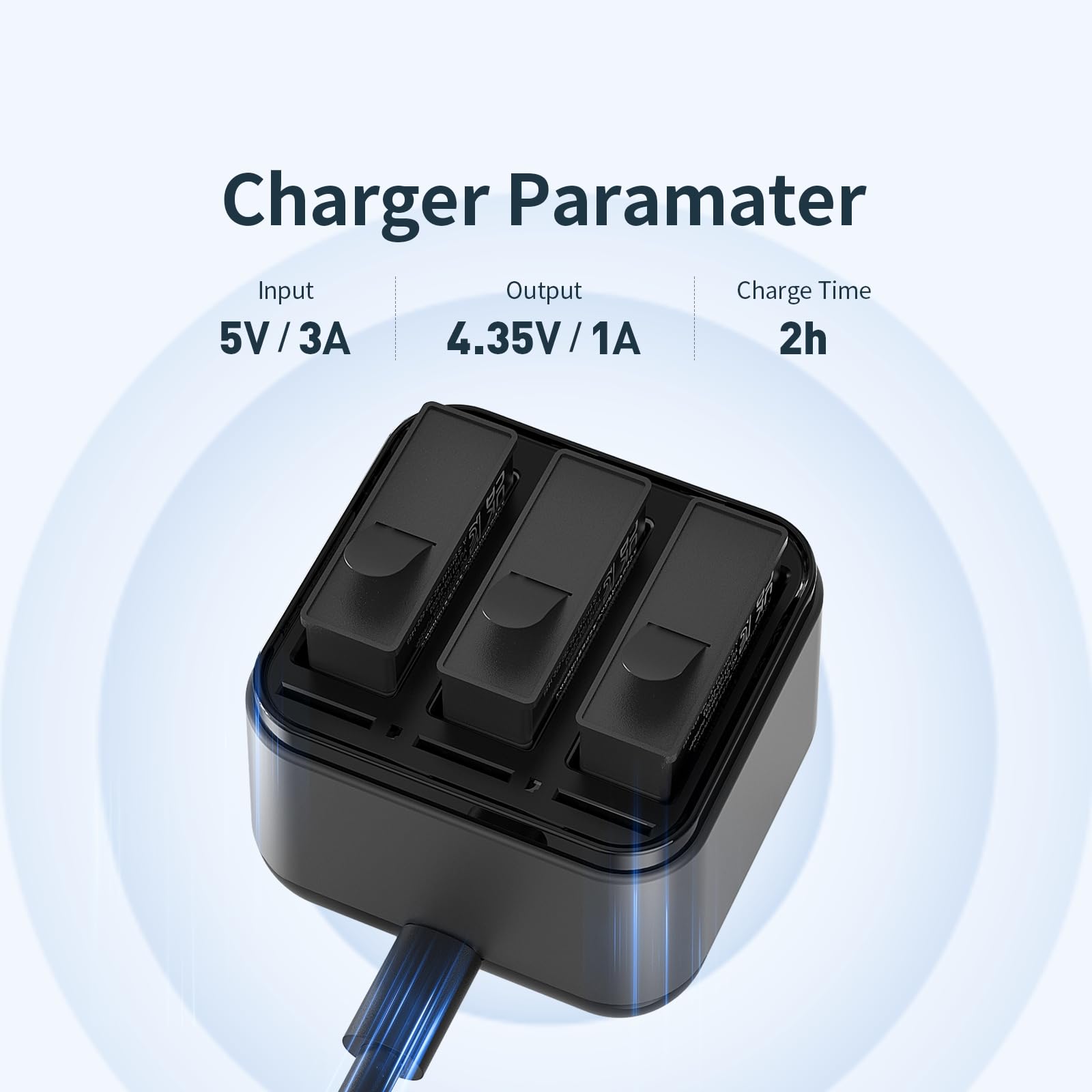 Levigo Sport Camera Battery Charger for DJI Osmo Action 4/3 - Triple Battery Rechargeable Charger Pack | Perfect for Action Camera Enthusiasts, Vloggers & Outdoor Adventures