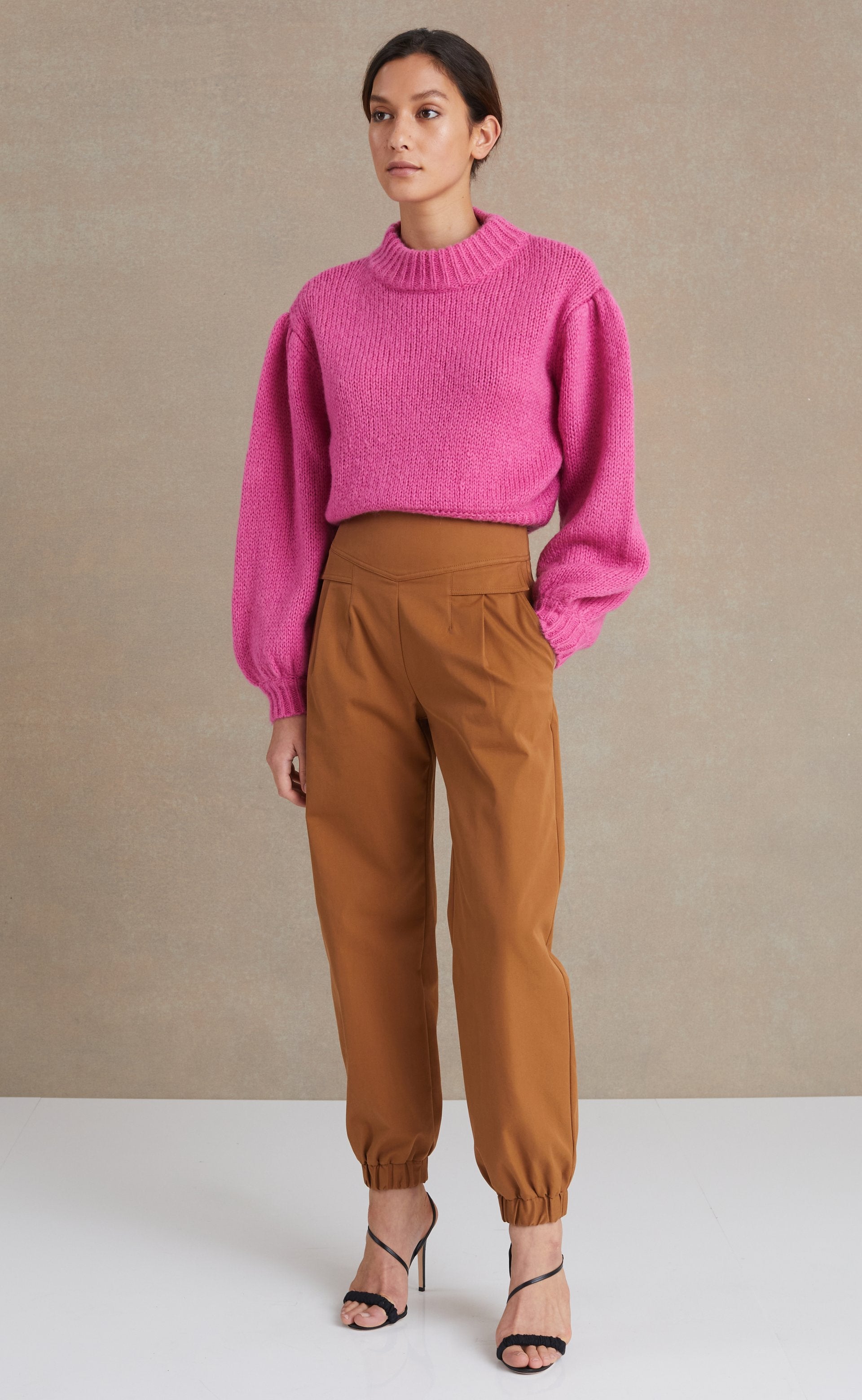 Celeste Tuck Knit Jumper Women's Magenta Pullover Sweater - Cozy Winter Fashion for Office & Casual Outings