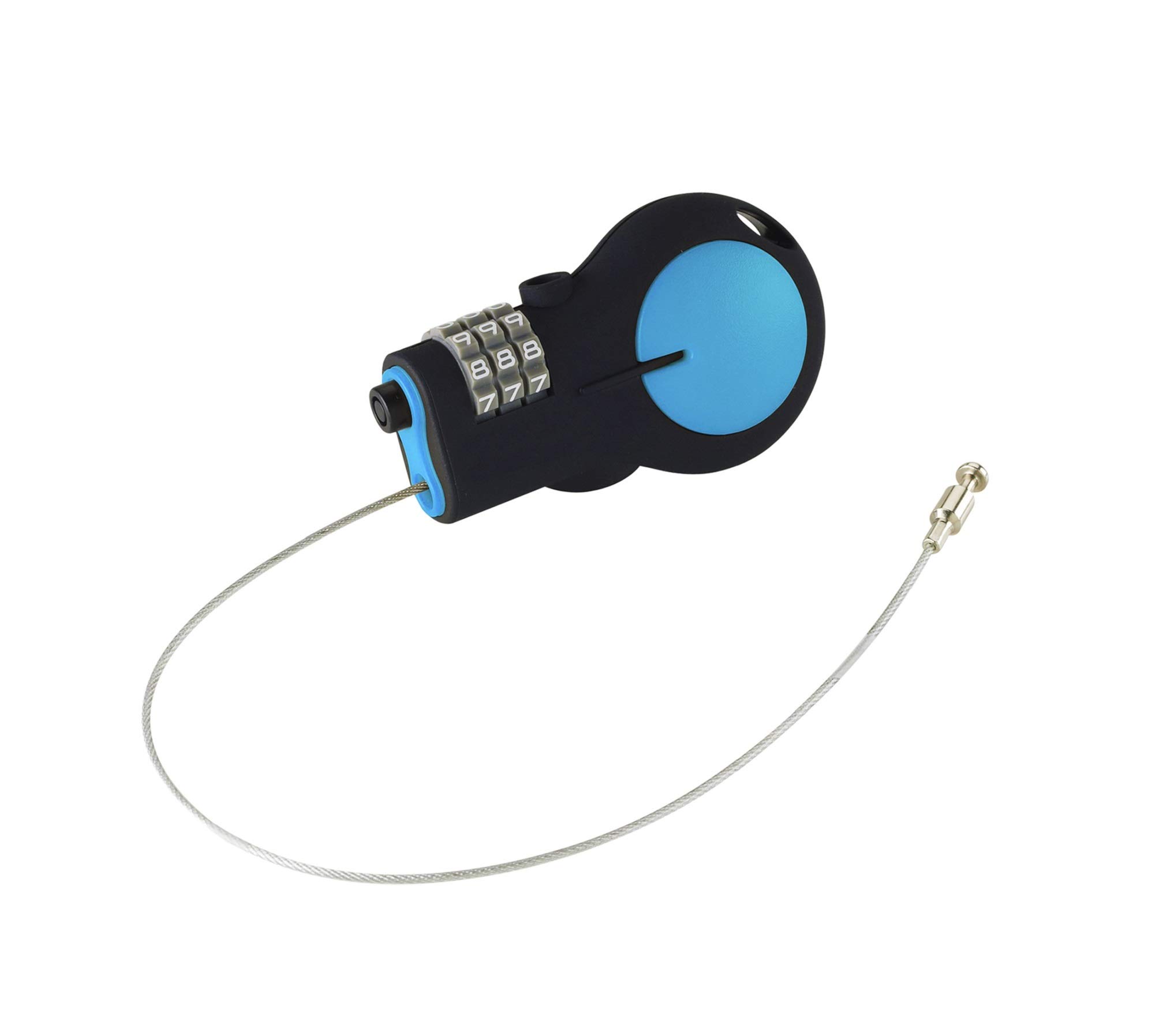 Lewis N. Clark TSA Approved Combination Padlock & Bike Lock for Luggage, Suitcases, Backpacks & Travel - Adjustable 30-inch Retractable Steel Cable Security Lock - Blue - Perfect for Airports, Gym Lockers & Bicycle Safety