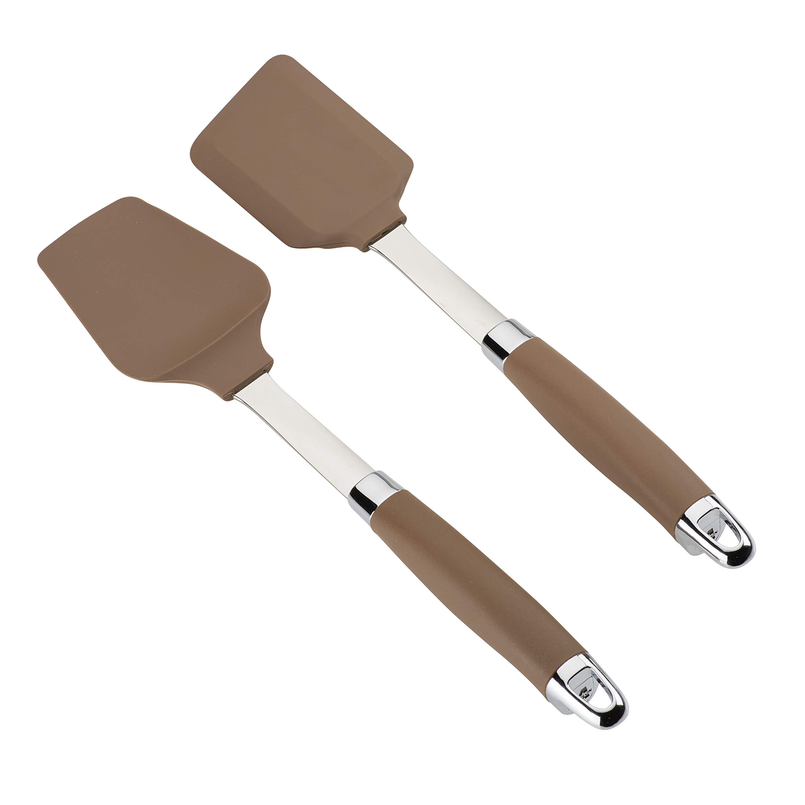 Anolon SureGrip Nonstick Silicone Spatula and Spoonula Set - 2 Piece Bronze Cooking Utensils for Baking, Flipping Pancakes & Stirring Sauces