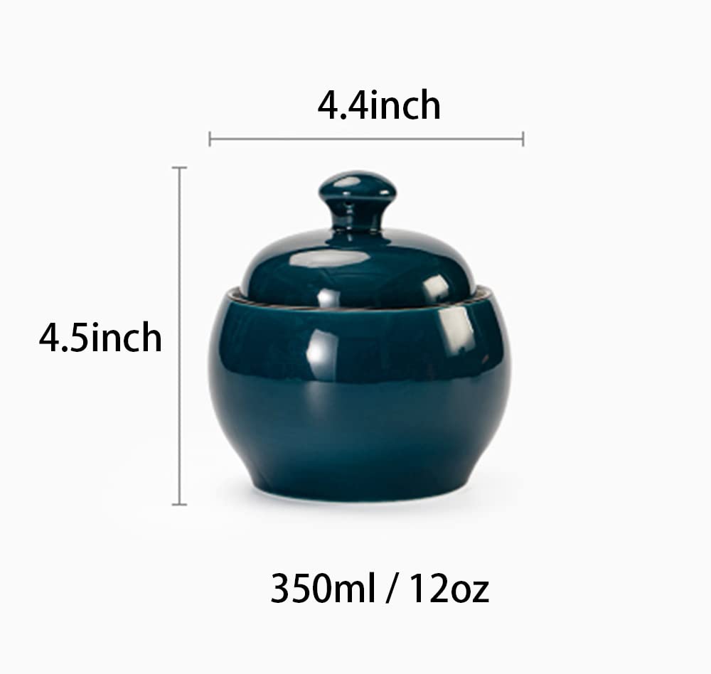 Colorful Ceramic Sugar Bowl with Lid - Spice Jar & Seasoning Pot for Baking, Cooking & Kitchen Storage