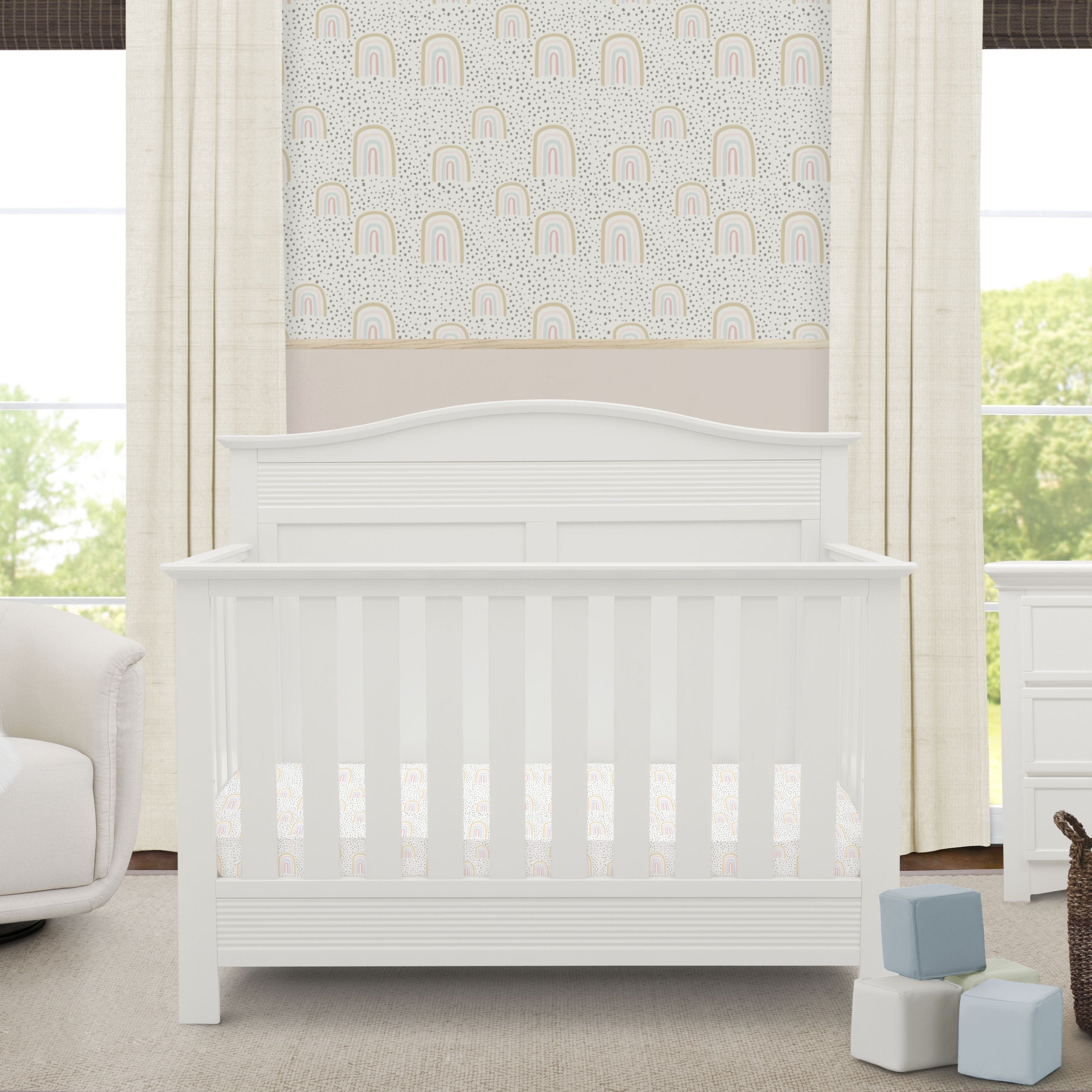 Barrett 4-in-1 Convertible Baby Crib - White Nursery Furniture for Newborn to Toddler | Perfect for Modern Nursery, Bedroom & Daycare