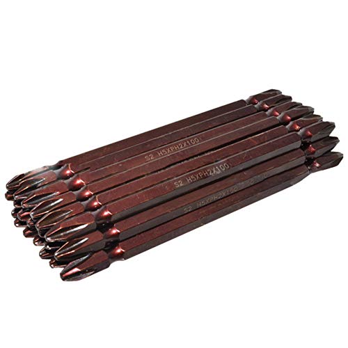 10Pcs H5xPH2 100/150mm Dual-Sided Cross Head Hex Shank Anti-Slip Screwdriver Bit Set - 100mm & 150mm Length for DIY, Home Repair, and Professional Use