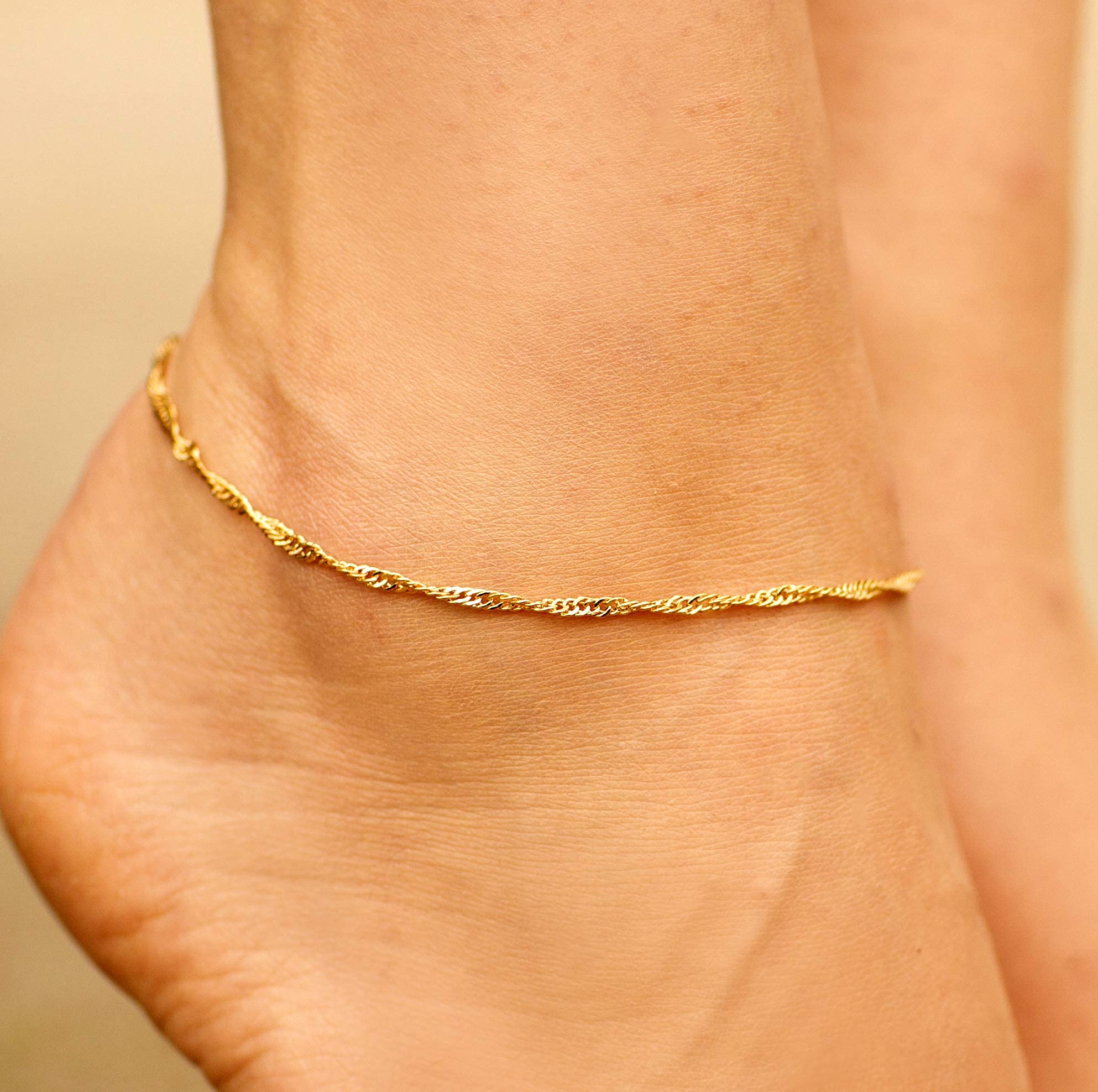 24K Gold Plated Women's Anklet Bracelet - 2mm Whisper Chain Ankle Jewelry for Everyday Wear & Special Occasions | Lifetime Jewelry Collection