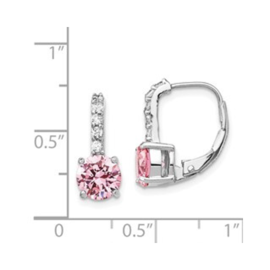 Pink & White Cubic Zirconia Leverback Earrings for Women - Elegant Dangle Earrings for Party, Wedding & Everyday Wear