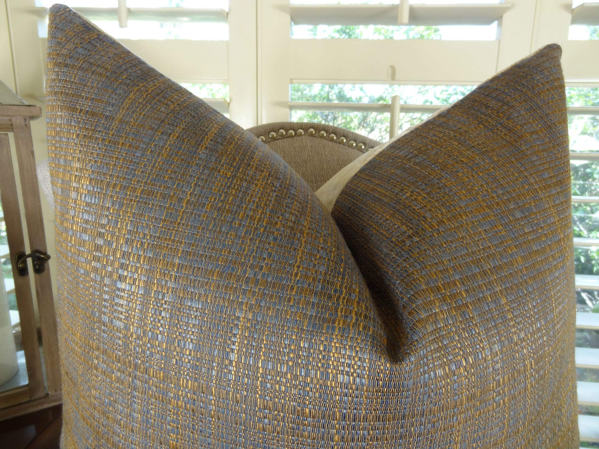 Plutus Clonamore 18x18 Inch Handmade Throw Pillow - Blue & Brown Bohemian Decorative Cushion for Sofa, Bed & Living Room
