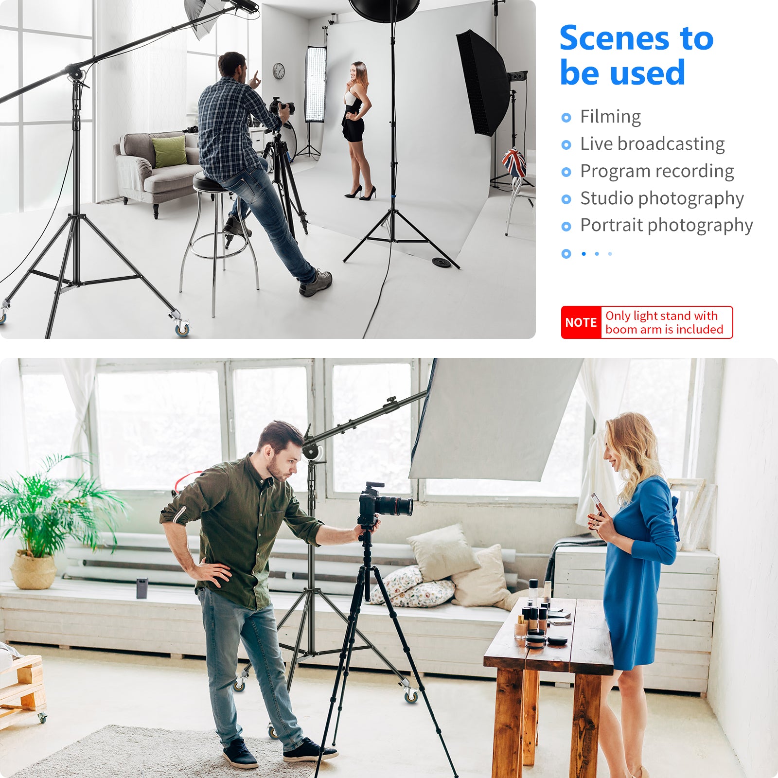 NEEWER 240cm Heavy Duty Wheeled Base Light Stand for Photography Studio, Video Shooting, and Live Streaming - Adjustable Professional Lighting Equipment with Sturdy Wheels