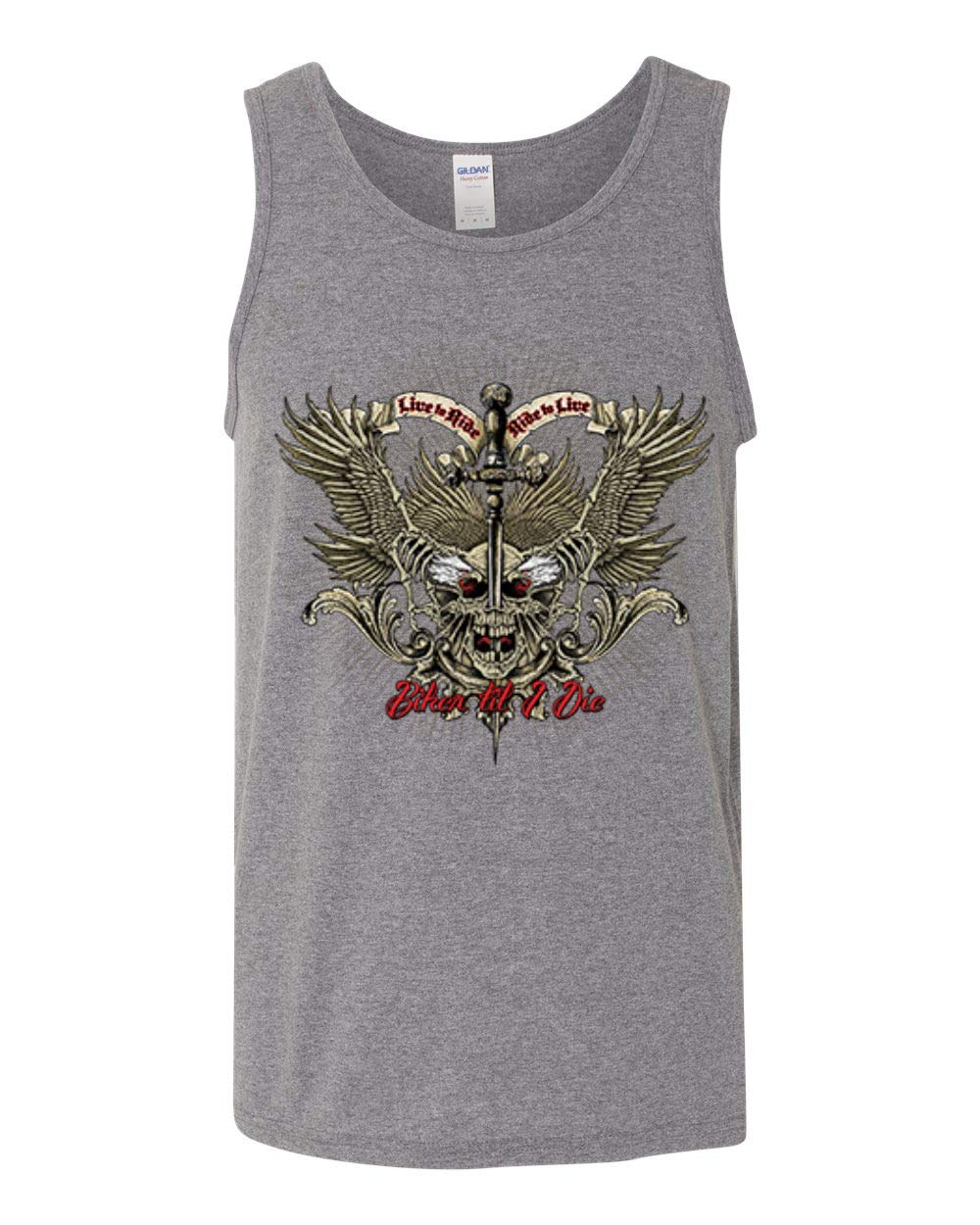 Biker Til I Die Live to Ride Motorcycle Graphic Tank Top for Men - Perfect for Motorcycle Rides, Biker Events & Casual Summer Wear