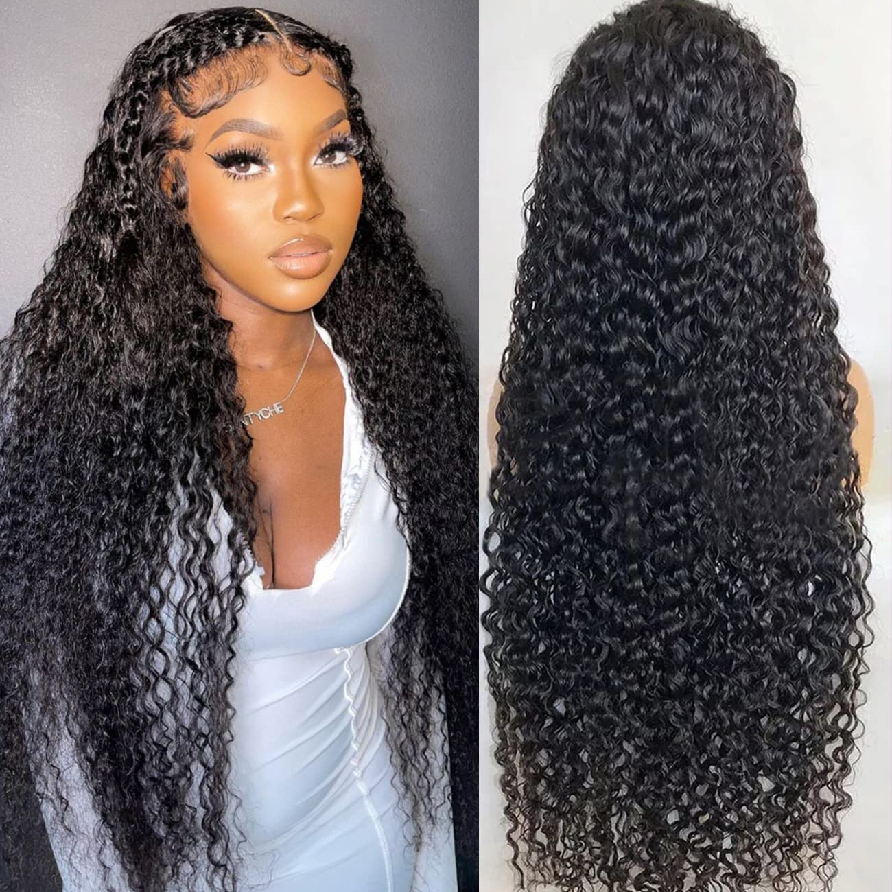 13x4 Water Wave Lace Front Wigs Human Hair - Pre Plucked with Baby Hair 180% Density Natural Black 22 Inch for Black Women | Perfect for Daily Wear, Parties & Special Occasions