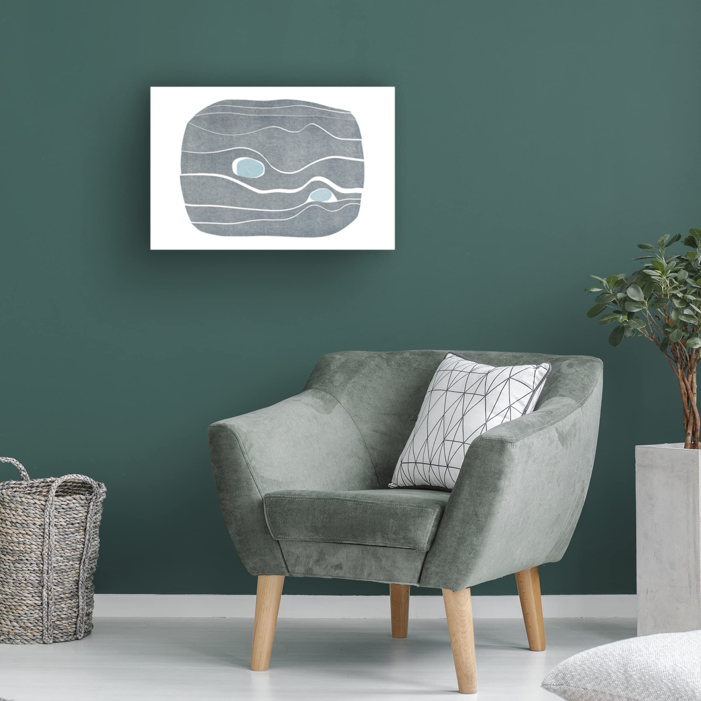 Rob Delamater 'River Stones IX' Canvas Wall Art Print - Modern Abstract Nature Painting for Living Room, Bedroom & Office Decor