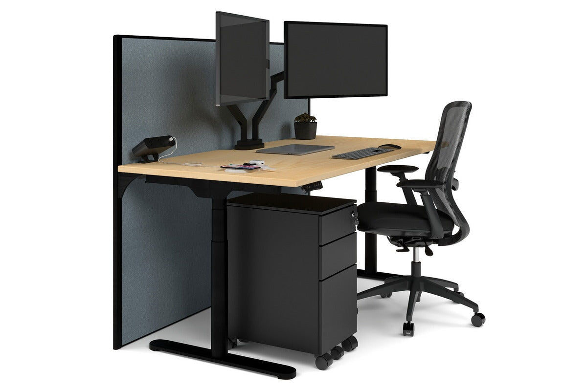 Flexi Premium Height Adjustable Single Workstation Desk - 1600L x 800W with Cable Management Scallop | Ergonomic Standing Desk for Home Office & Workspace