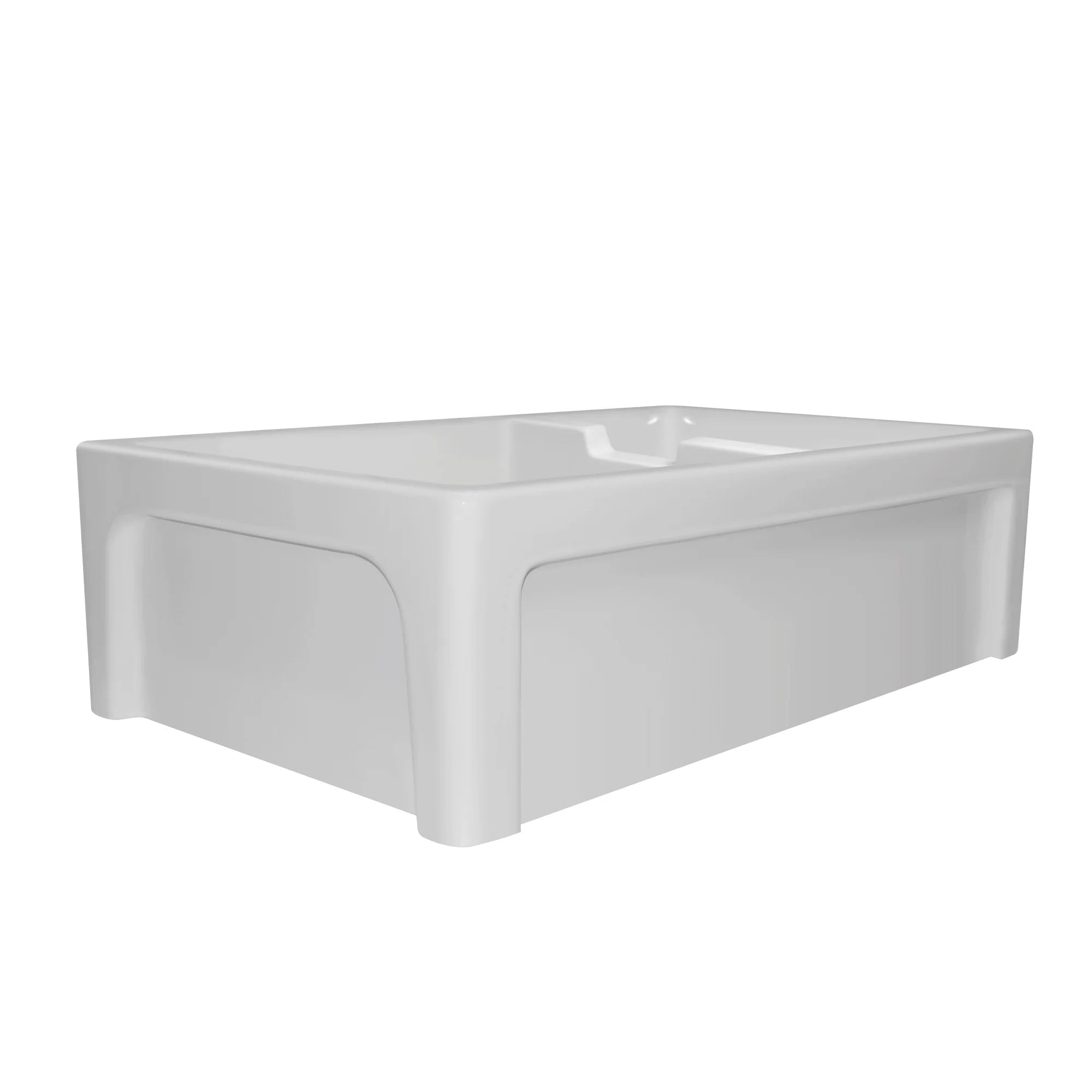 Glencove Fireclay 42-Inch Large Double Bowl Reversible Farmhouse Kitchen Sink with Beveled Front Apron - Perfect for Modern Farmhouse, Rustic, and Traditional Kitchen Designs