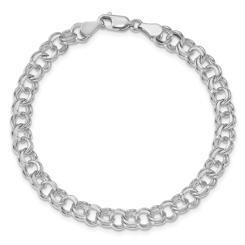 14K Solid White Gold Double Link Chain Charm Bracelet for Women - Elegant & Durable Jewelry Gift for Birthday, Anniversary & Special Occasions