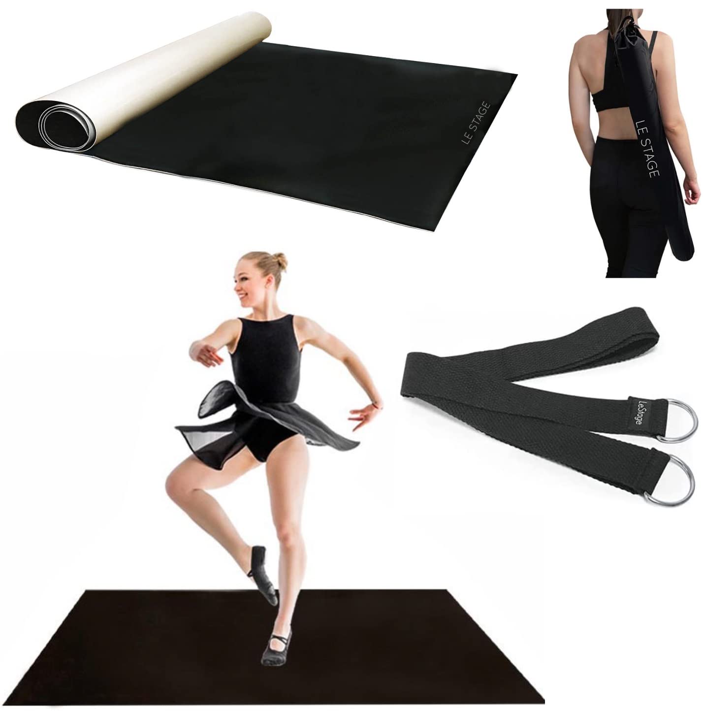 LeStage Portable Dance Floor Mat with Stretch Strap – Non-Slip Surface for Ballet Practice, Home, Studio & Stage Use – Ideal for Kids & Adults – Perfect for Dance Training, Performances & Fitness