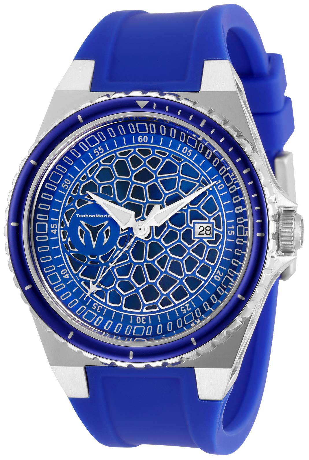Technomarine Men's Technocell Blue Stainless Steel Quartz Watch with Silicone Strap - Waterproof Casual & Sports Watch for Diving, Swimming & Outdoor Activities (Model TM-318053)